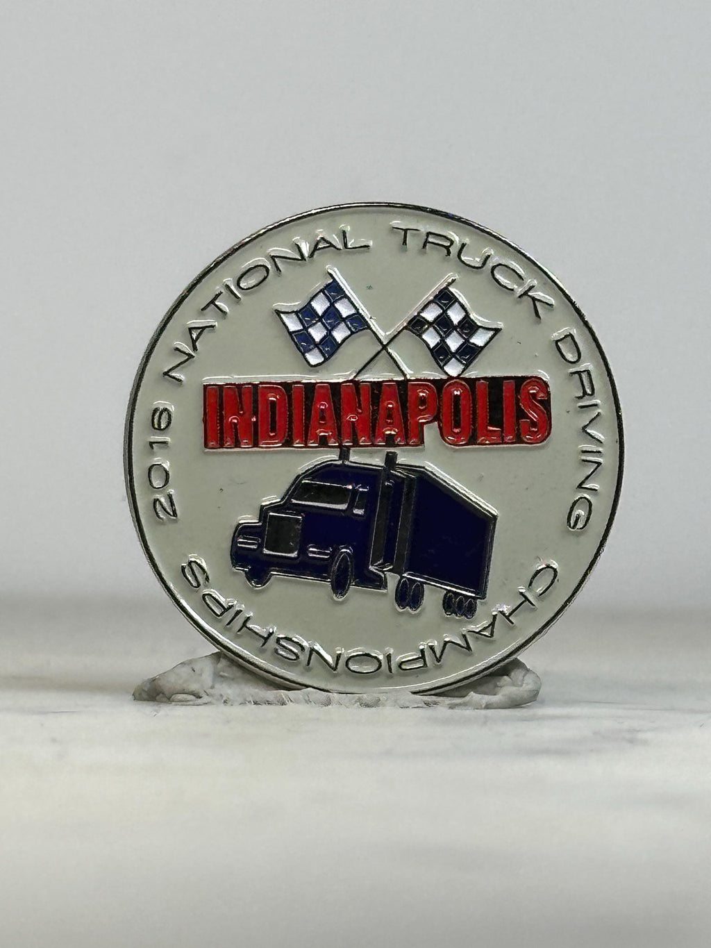 Indianapolis Truck Driving Pin: Silver Enamel Finish - 2016 Championship Accessory