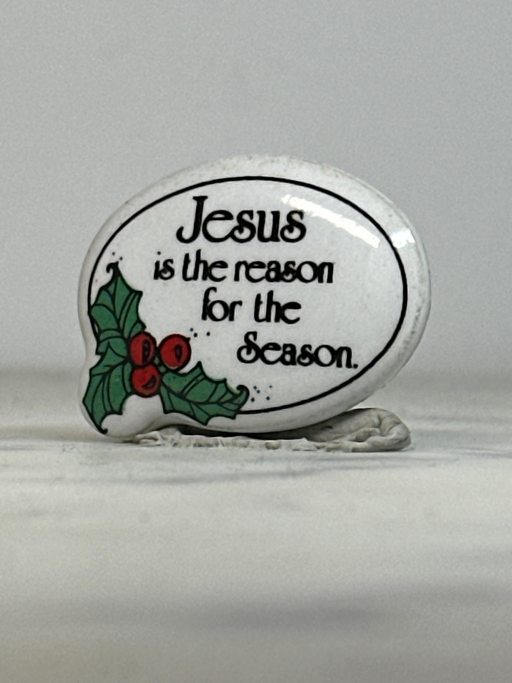 Jesus Holiday Enamel Pin: White Red Green - Religious Christmas Accessory