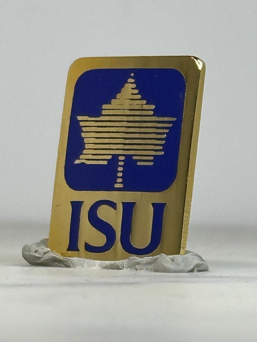 ISU Logo Lapel Pin: Gold & Blue Enamel - Retro University Accessory