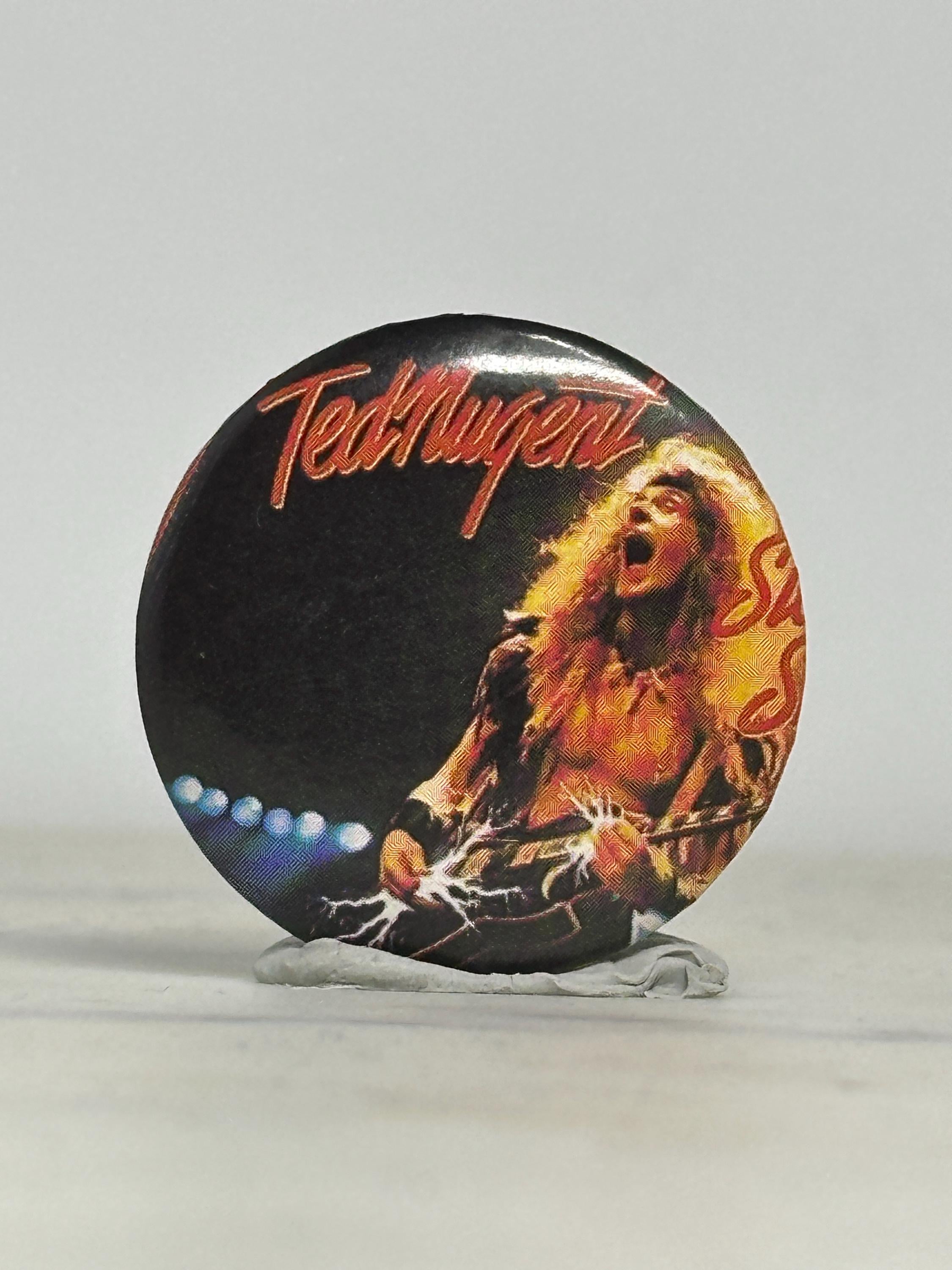 Ted Nugent Music Pin: Glossy Rock Design - Vintage 70s Accessory