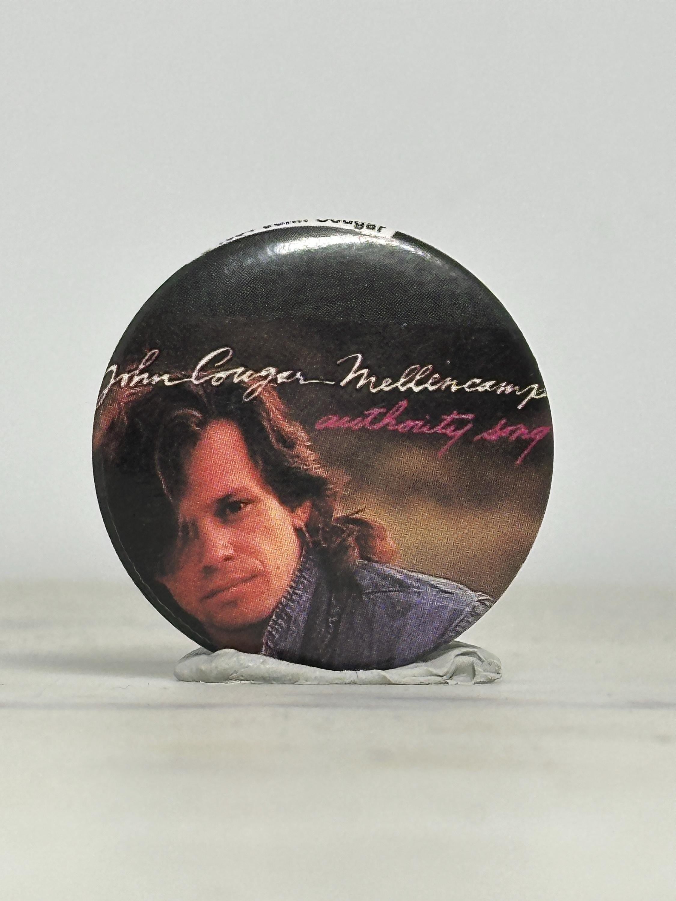 John Cougar Mellencamp Button Pin: Photo Portrait Finish - 80s Rock Accessory
