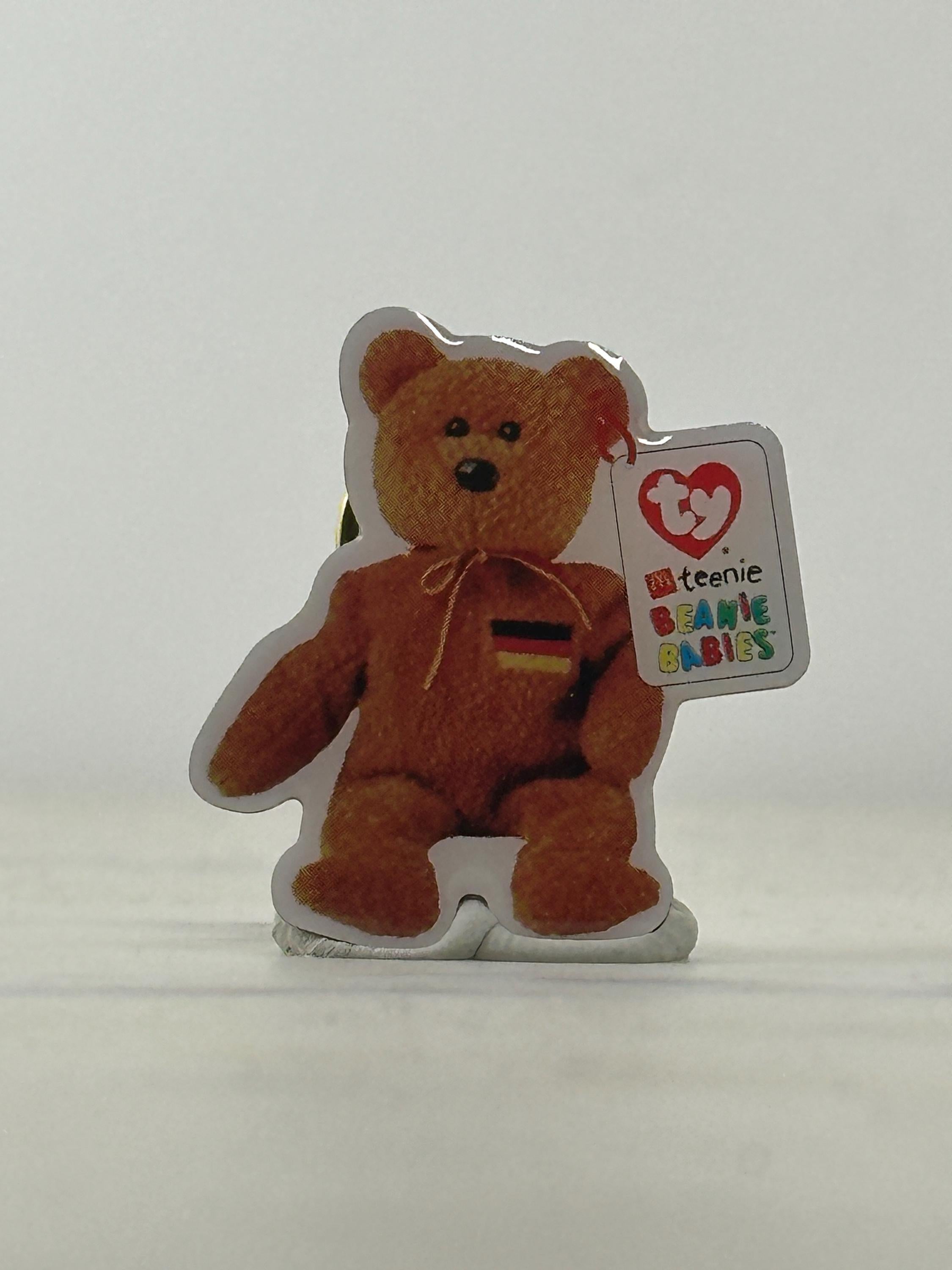 Ty Beanie Baby Enamel Pin: Brown Bear with Tag - 90s Collectible Accessory