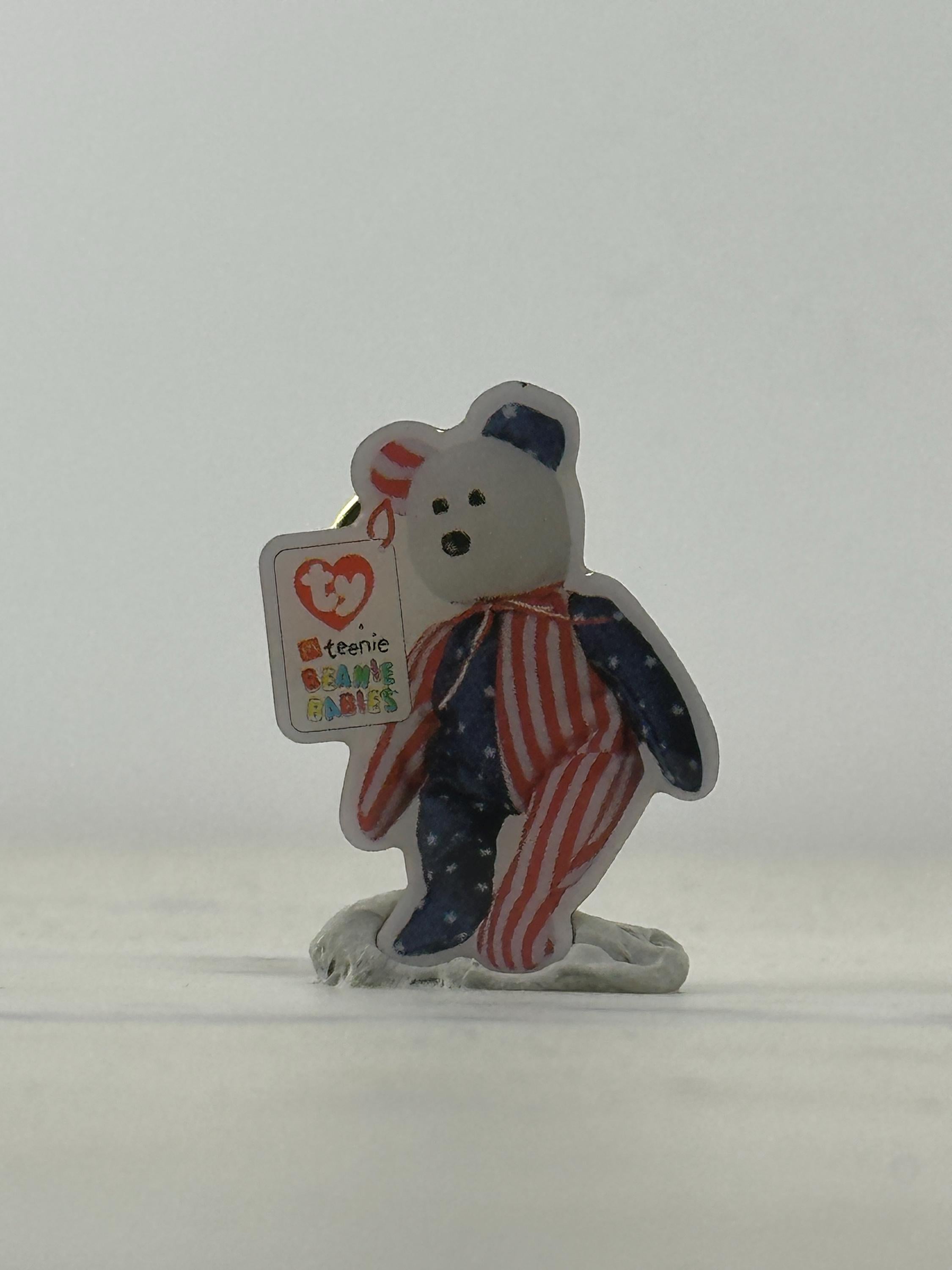 TY Teenie Beanie Bear Pin: Patriotic Star Stripes - 90s Collectible Accessory