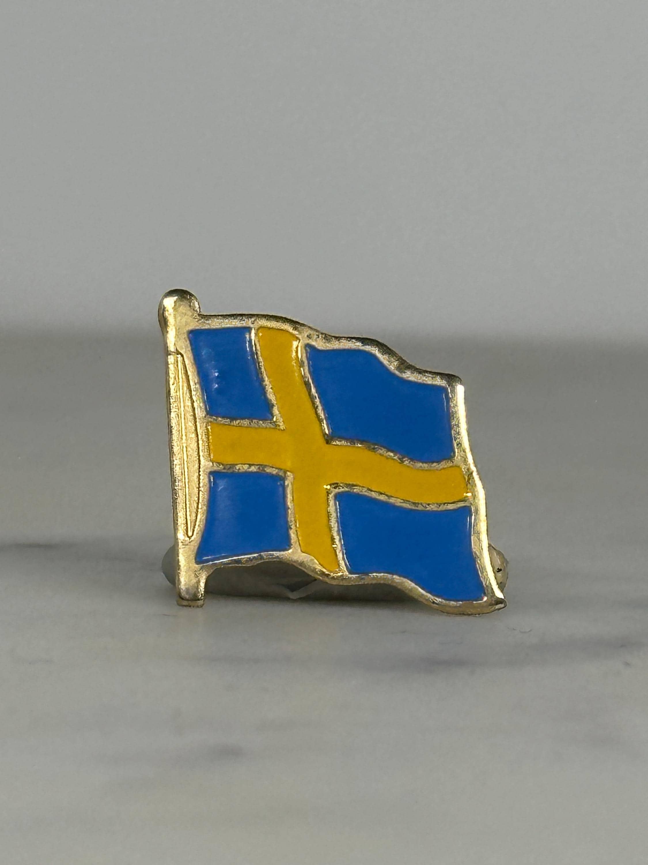 Sweden Flag Enamel Pin: Gold Trim Blue & Yellow - Patriotic Accessory