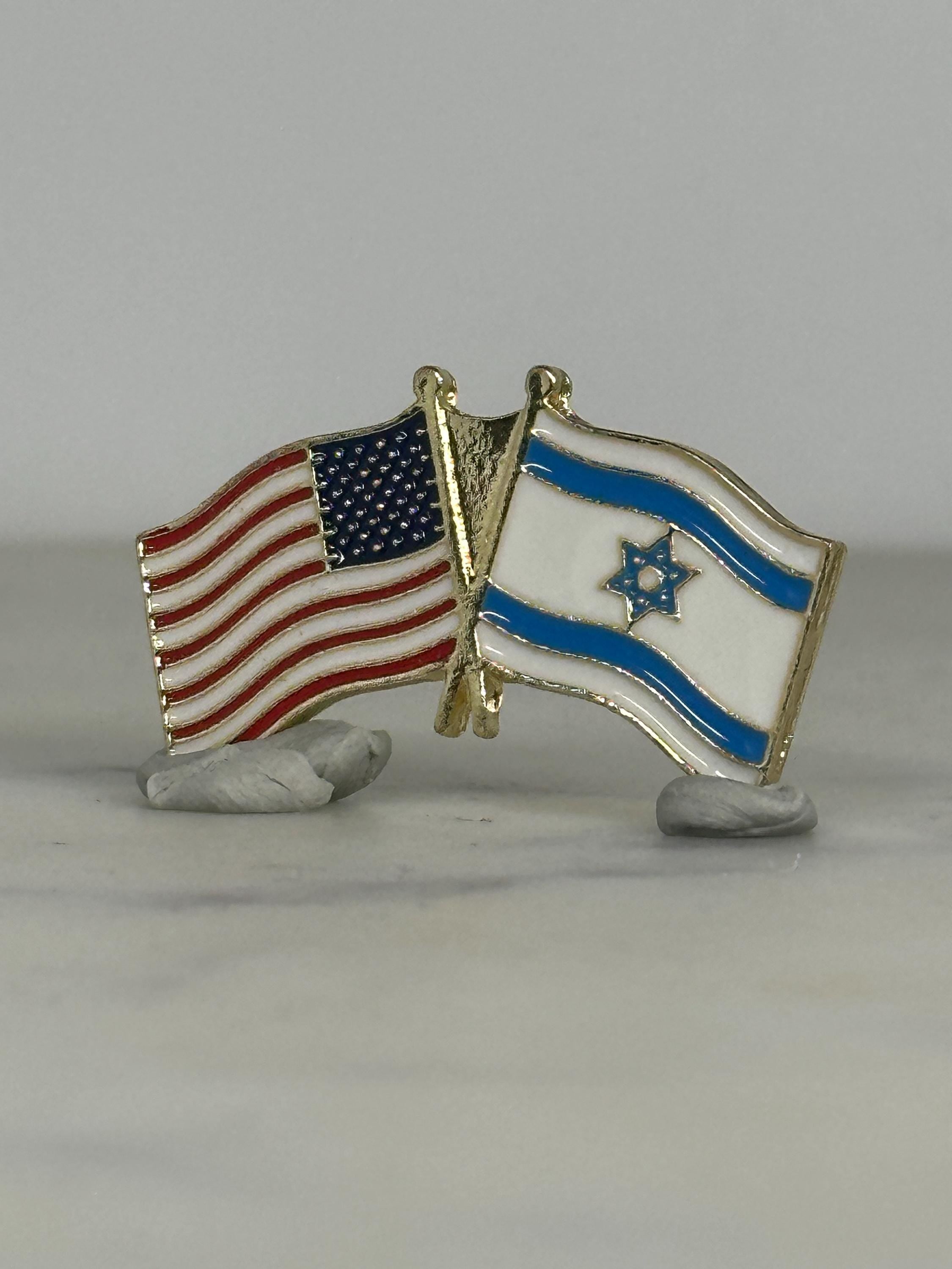 USA & Israel Flag Pin: Gold-Tone Enamel - Diplomatic Souvenir Accessory