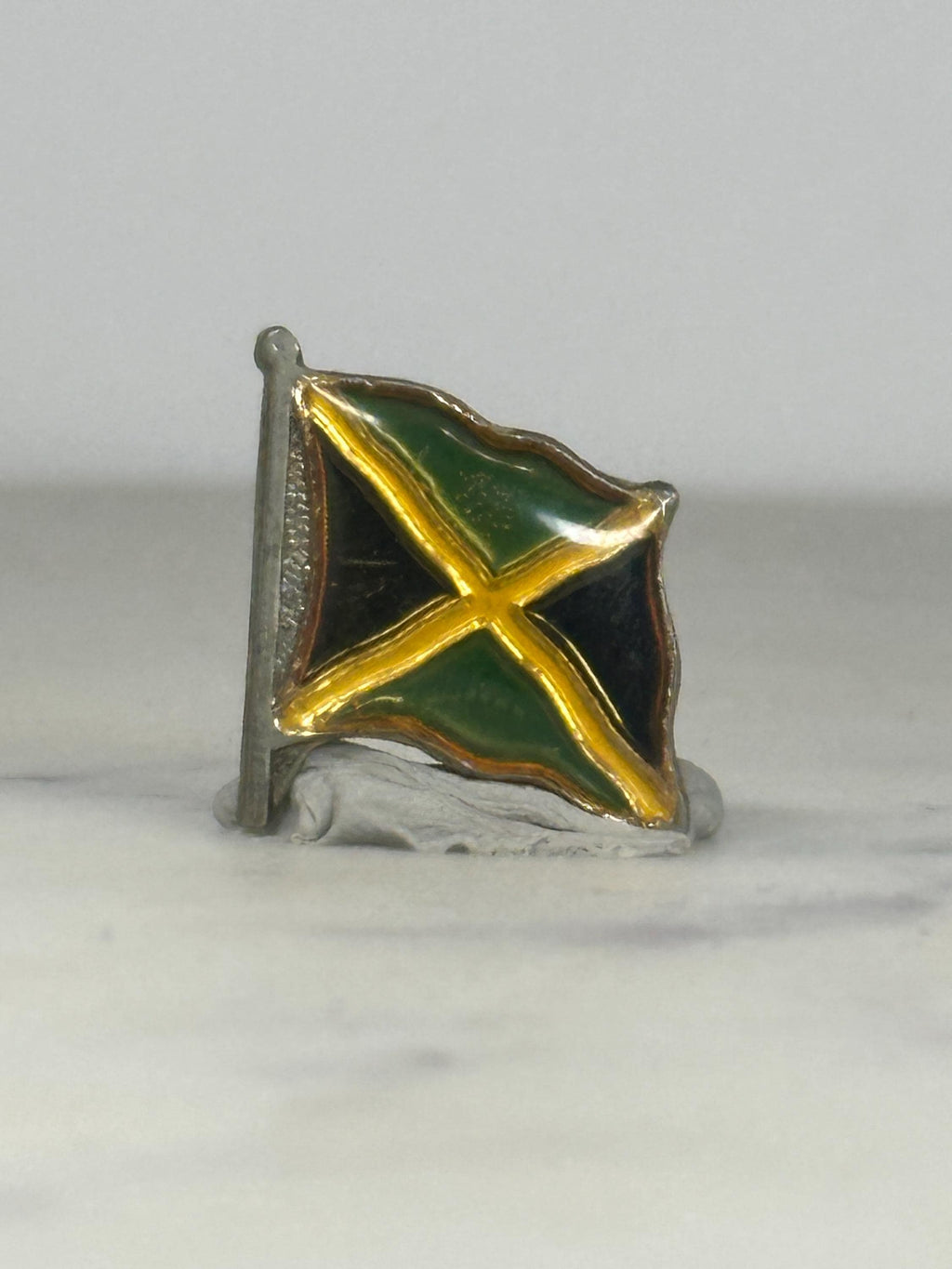 Jamaica Flag Enamel Pin: Gold Trim Cloisonné - Vintage Travel Accessory