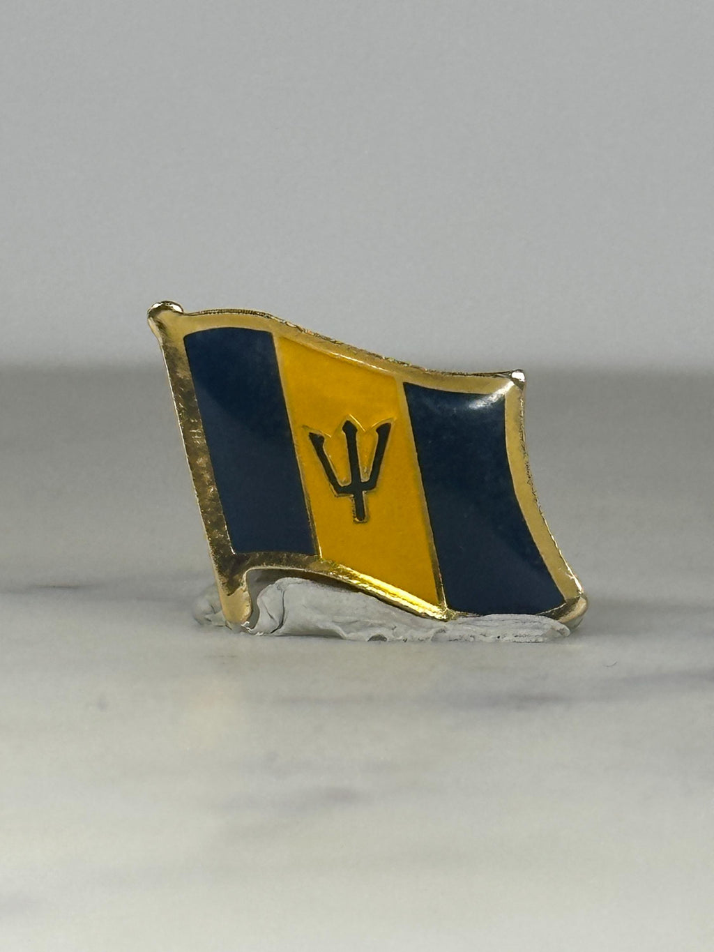 Barbados Flag Enamel Pin: Gold Trim Wavy Design - Travel Souvenir Accessory