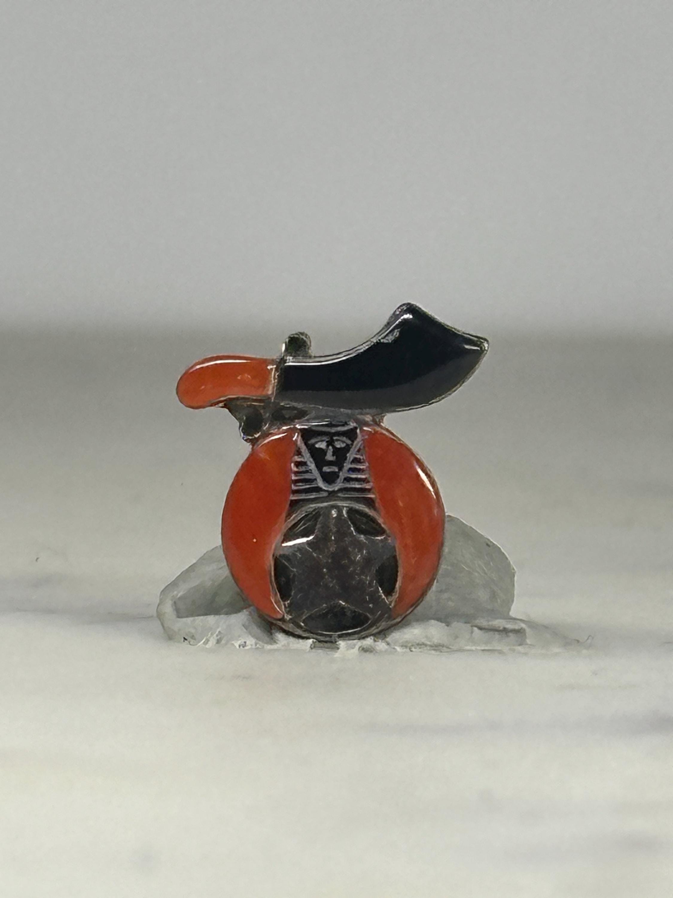 Shriner Scimitar Enamel Pin: Red Black Silver - Vintage Fraternal Accessory