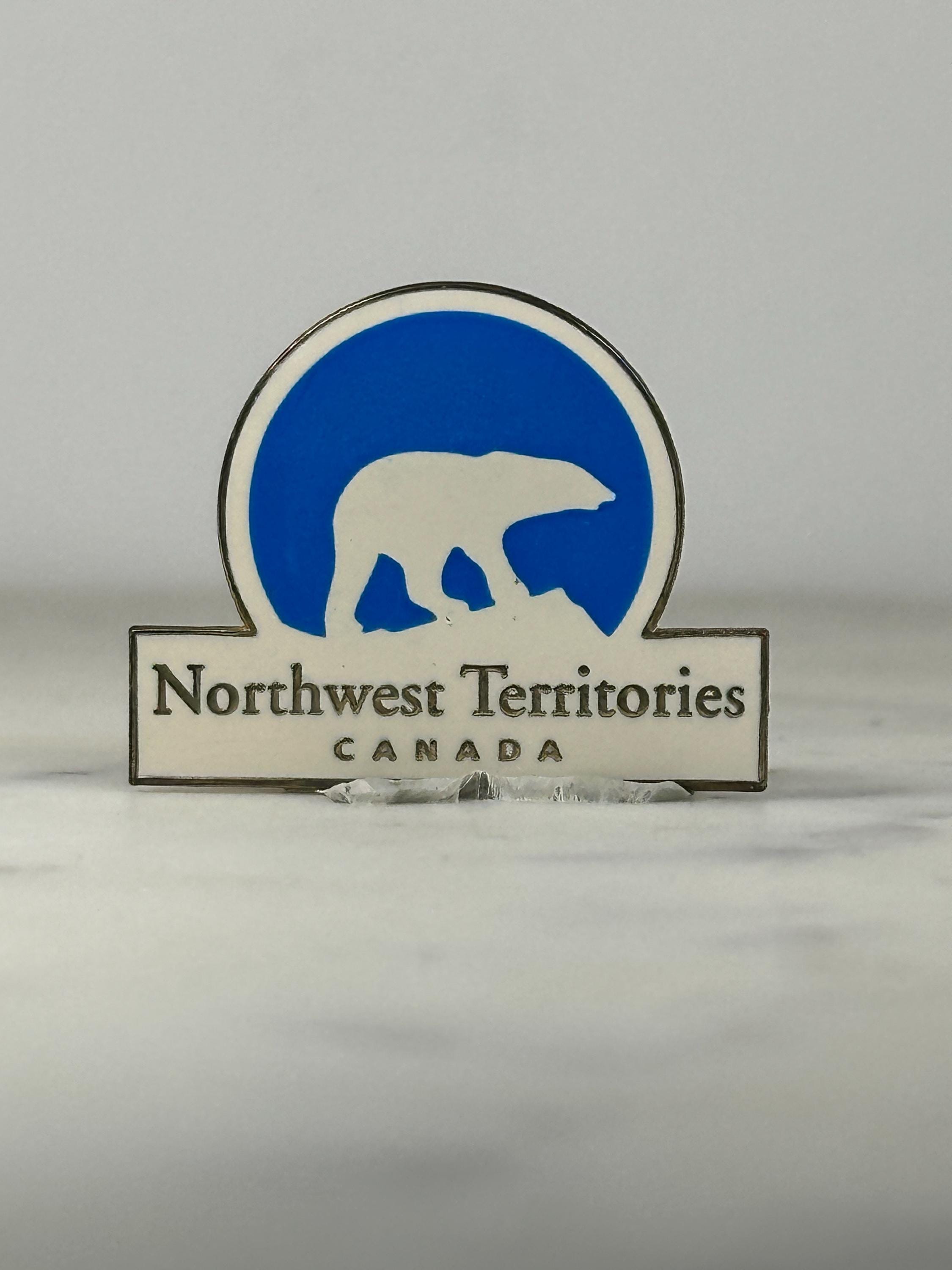 Northwest Territories Canada Pin: Polar Bear Blue White Enamel - Vintage Travel Accessory