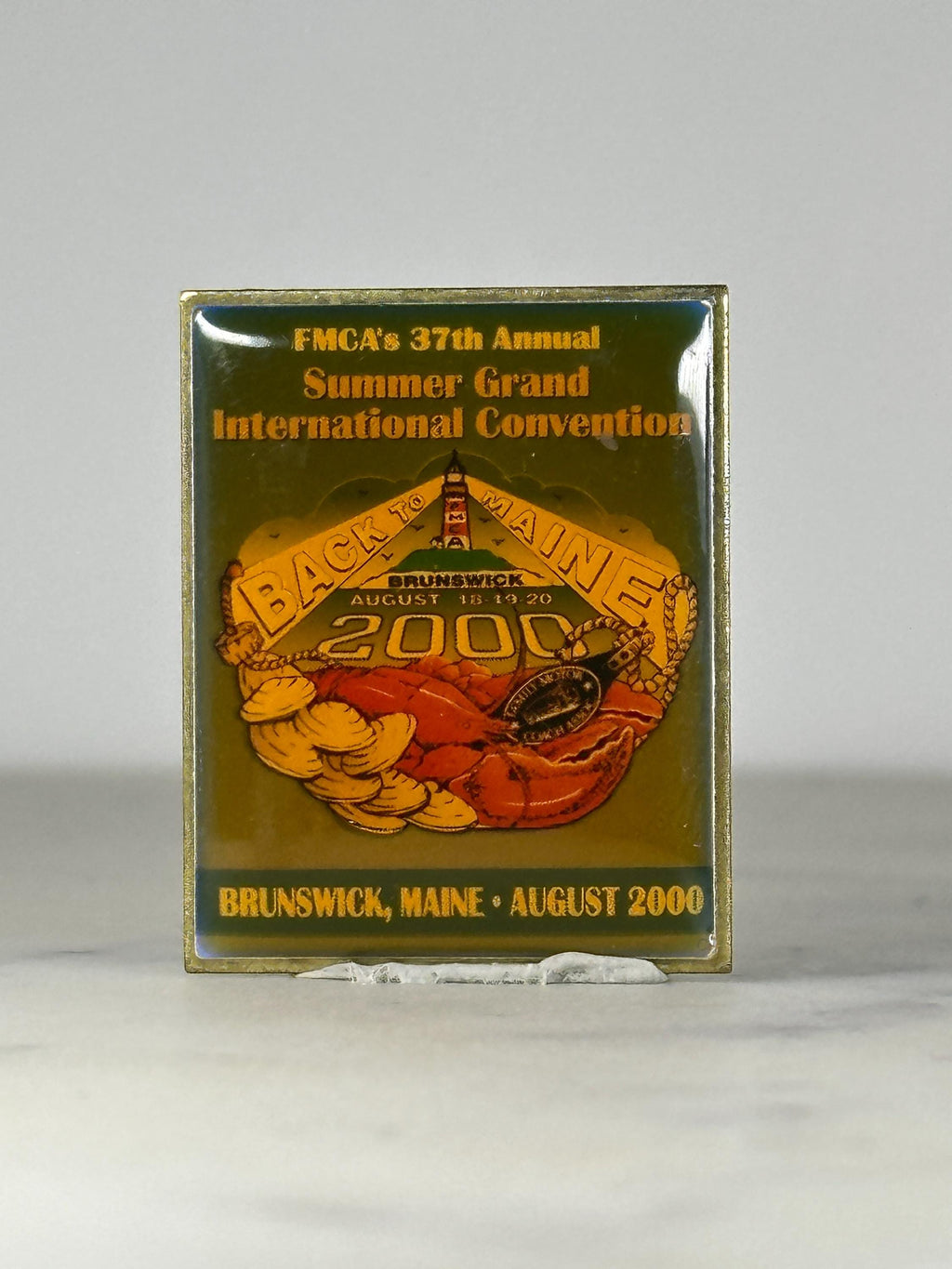 FMCA Summer Convention Pin: Gold & Red Enamel - 2000 Event Accessory