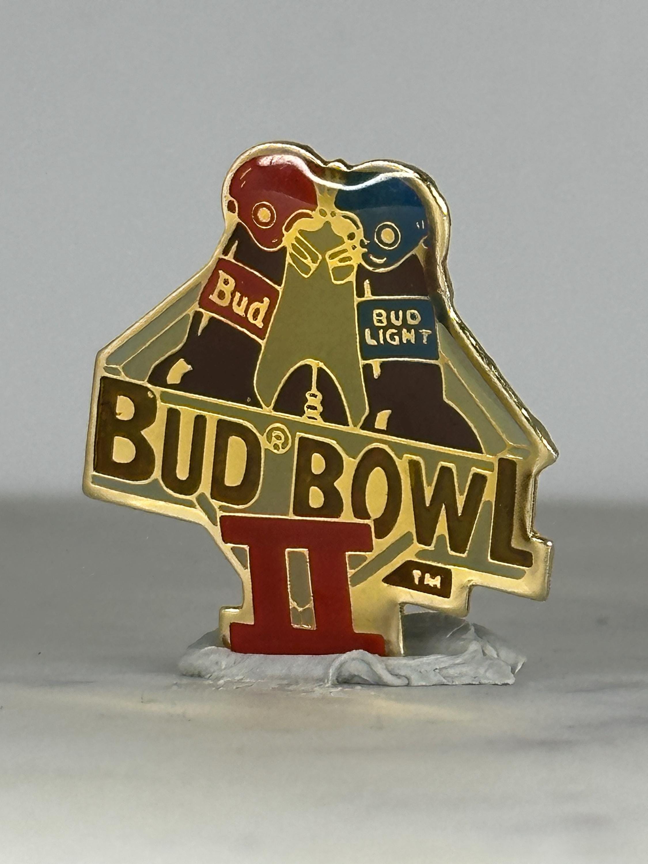 Bud Bowl II Enamel Pin: Red & Blue Helmet Design - 1990s Beer Promo Accessory