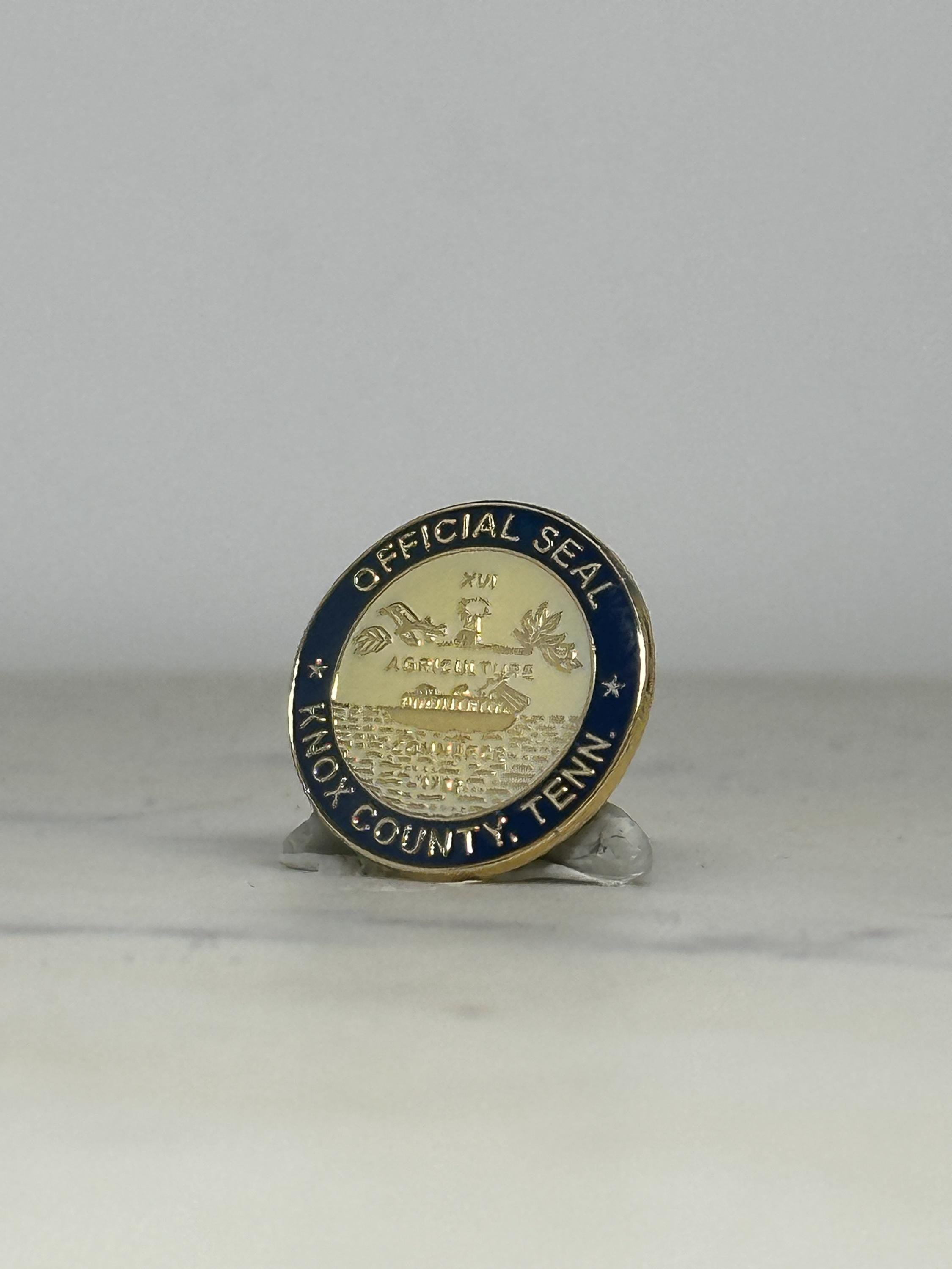 Knox County Seal Enamel Pin: Gold & Navy Finish - Civic Pride Accessory