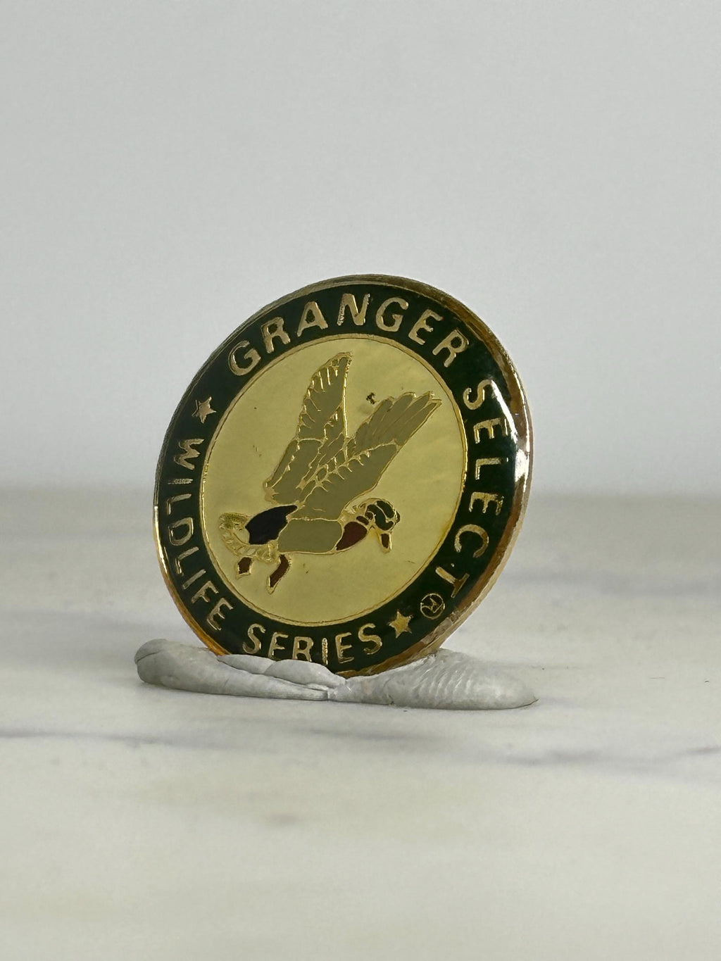 Granger Select Wildlife Series Pin: Gold & Green Enamel - Vintage Nature Accessory