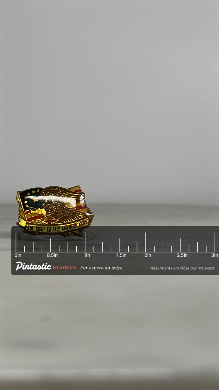 Patriotic Eagle Enamel Pin: Gold American Flag - Vintage Liberty Accessory with ruler overlay for size reference