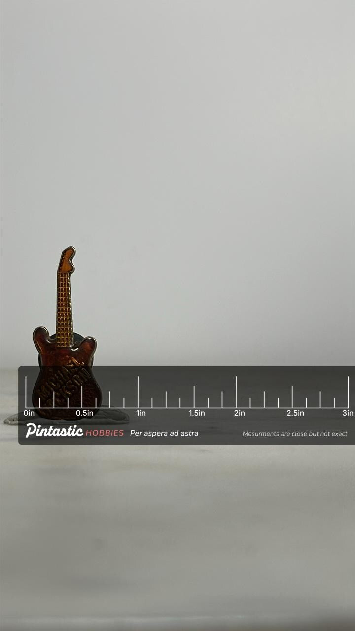 Michael Jackson Guitar Pin: Brown Enamel Finish - Retro Music Accessory with ruler overlay for size reference