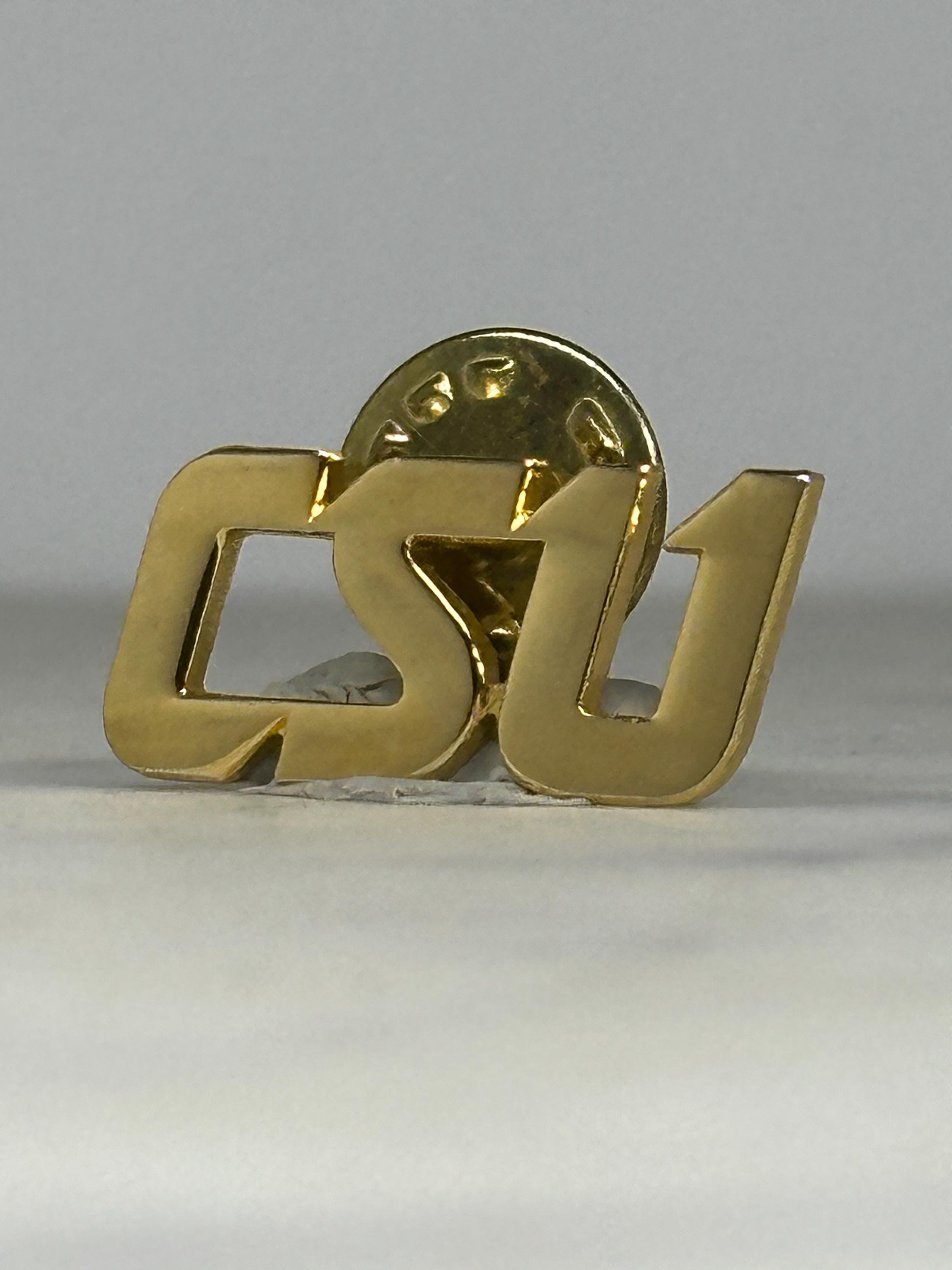 CSU Lapel Pin: Polished Gold Tone - Vintage College Accessory