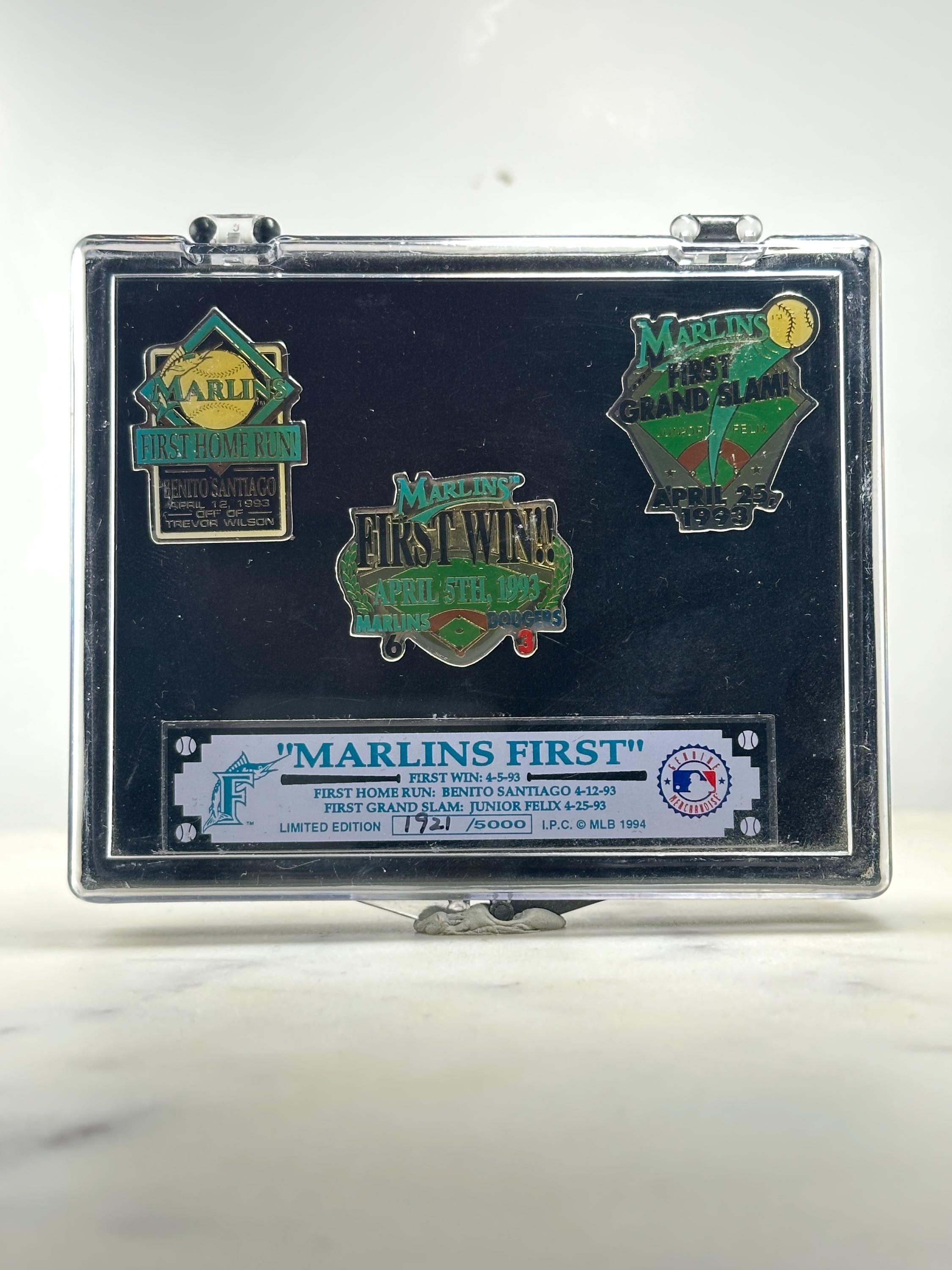 Marlins Firsts Enamel Pin Set: Teal/Gold - 1990s Baseball Accessory