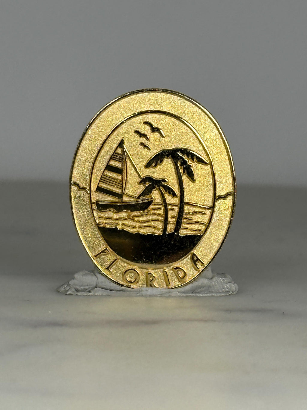 Florida Souvenir Pin: Gold-Tone Enamel - Vintage Travel Accessory