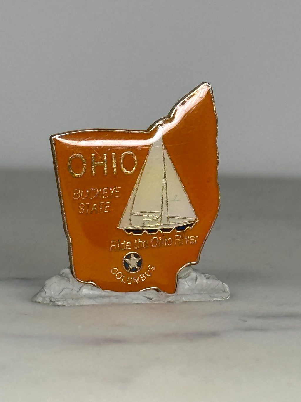 Ohio State Enamel Pin: Orange Gold Finish - Vintage Travel Souvenir