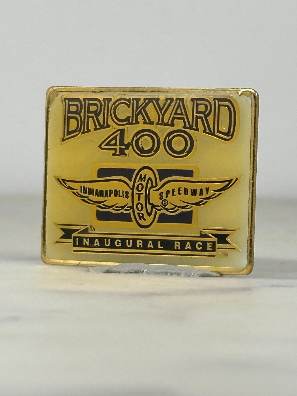Brickyard 400 Enamel Pin: Gold Black Finish - Racing Inaugural Accessory