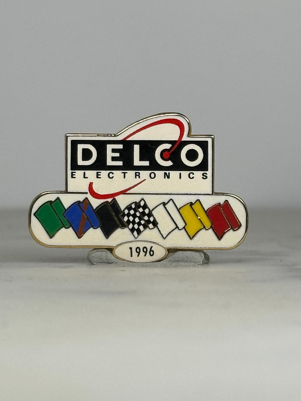 Delco Electronics Racing Pin: Multicolor Enamel - 1996 Collectible Accessory