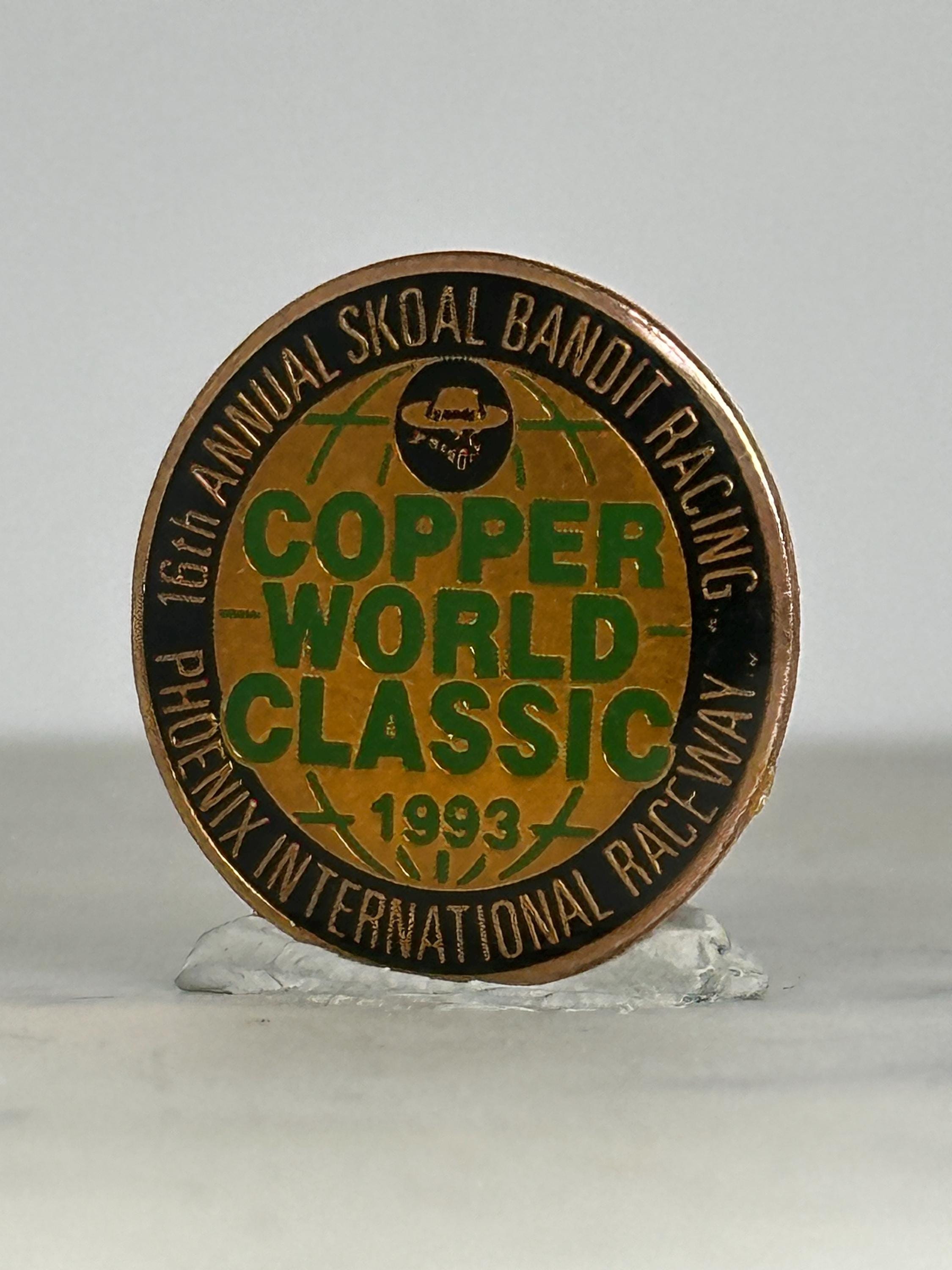 Copper World Classic Racing Pin: Gold Green Enamel - 1993 Motorsports Accessory