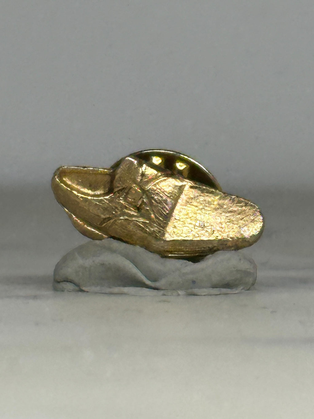 Loafer Shoe Lapel Pin: Textured Gold Tone - Vintage Accessory