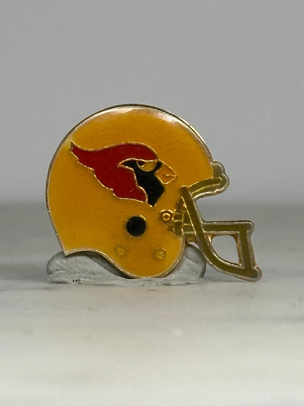 Cardinals Football Helmet Pin: Yellow Enamel Gold Trim - Vintage Sports Accessory