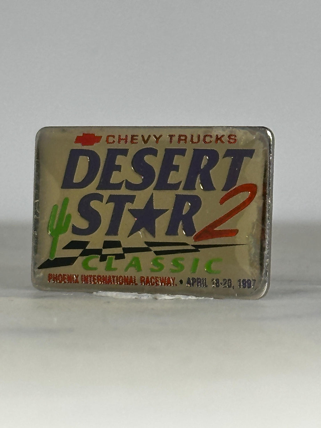 Desert Star 2 Racing Pin: Bold Colors & Chrome Finish - 1997 Event Accessory