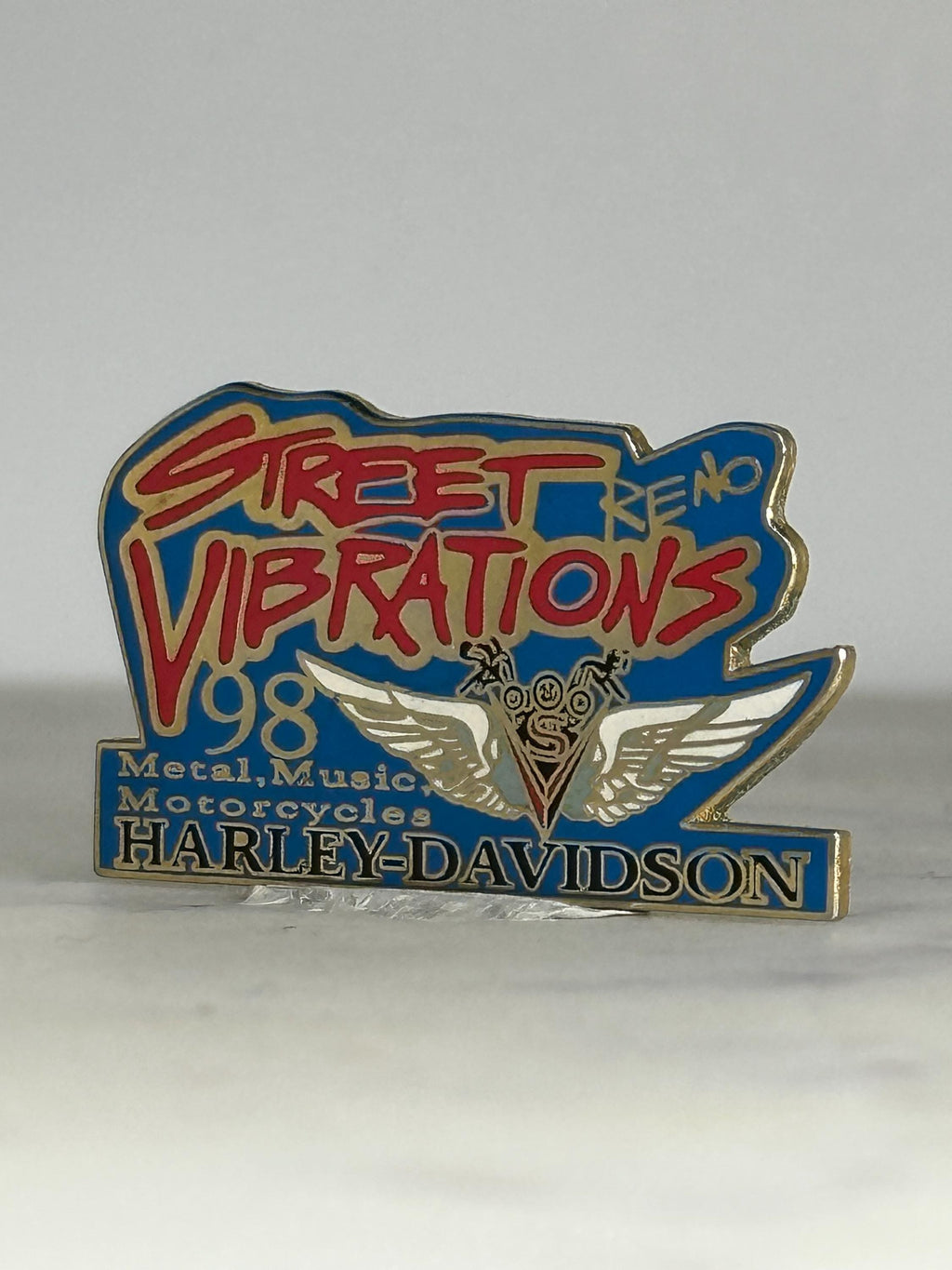 Street Vibrations Harley-Davidson Pin: Bold Colors Enamel - 1998 Motorcycle Rally Accessory
