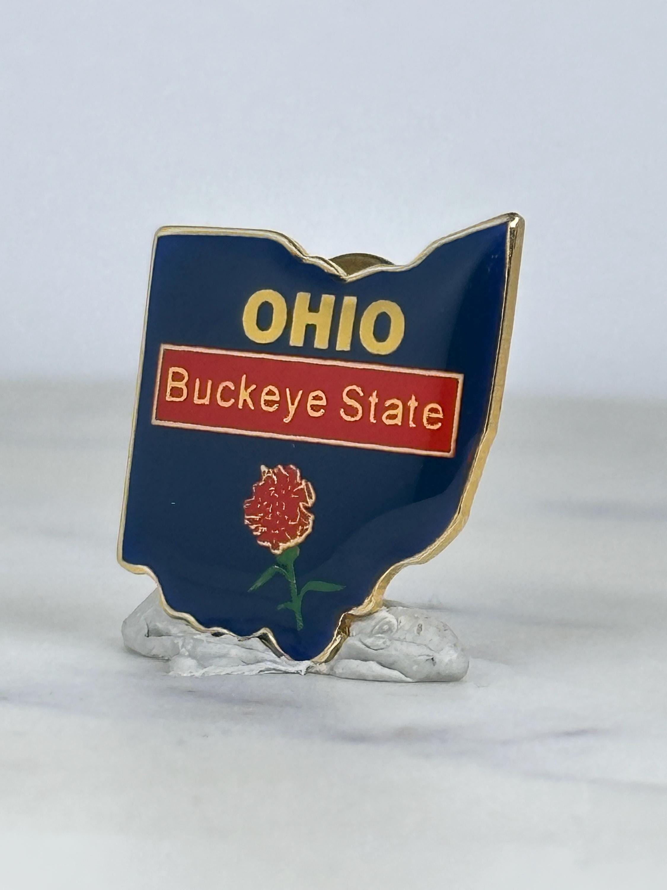 Ohio State Enamel Pin: Navy Red Gold - Vintage Travel Accessory