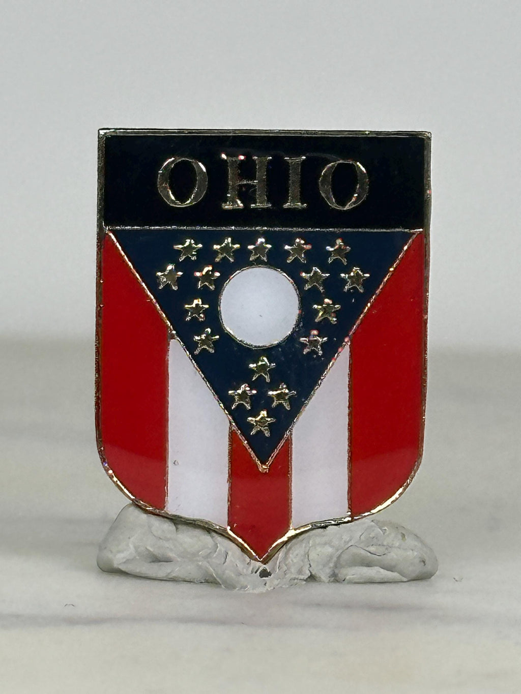 Ohio State Flag Enamel Pin: Red White Blue Shield - Patriotic Souvenir Accessory