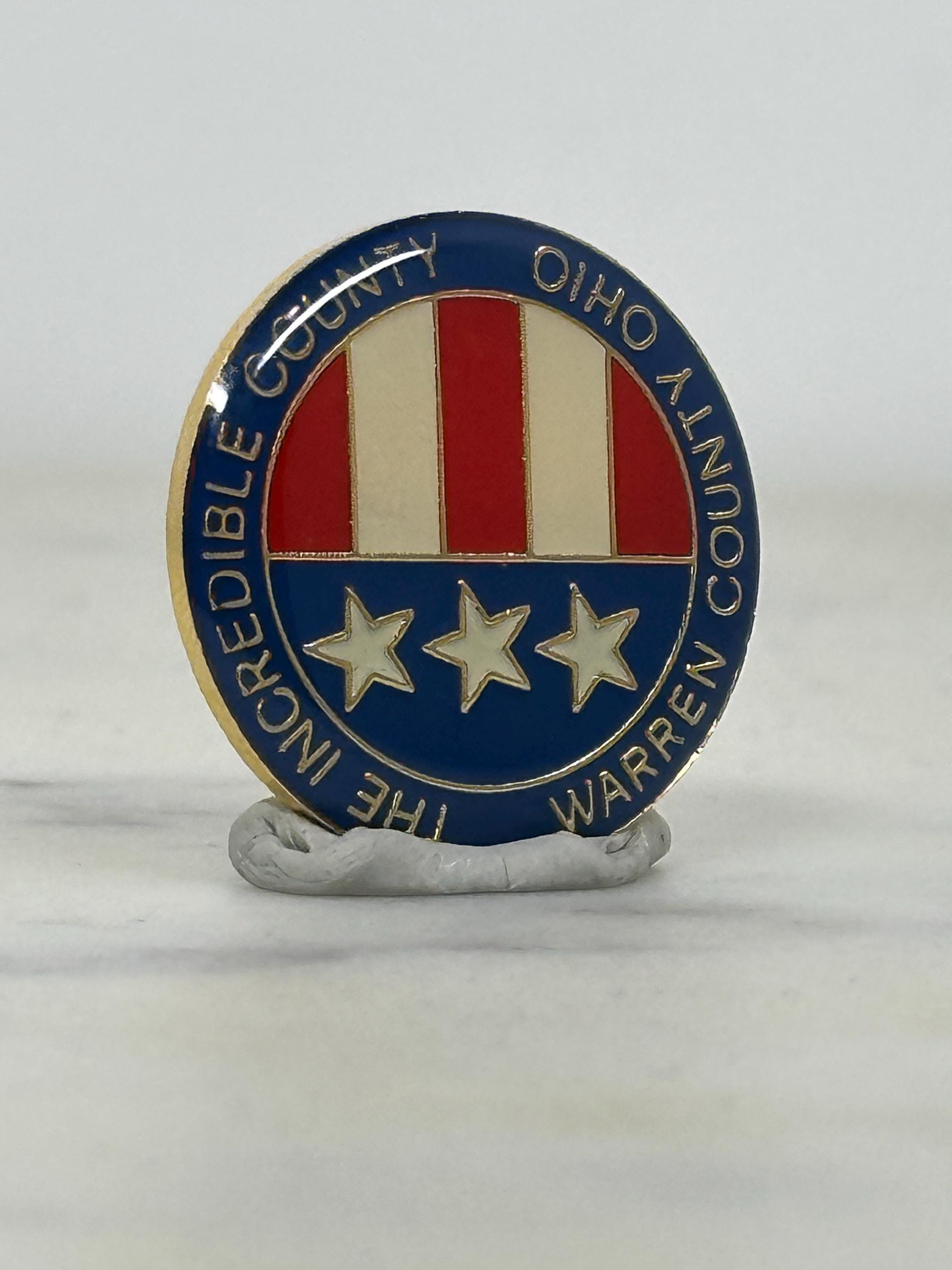 Warren County Ohio Enamel Pin: Patriotic Red White Blue - Vintage Civic Accessory