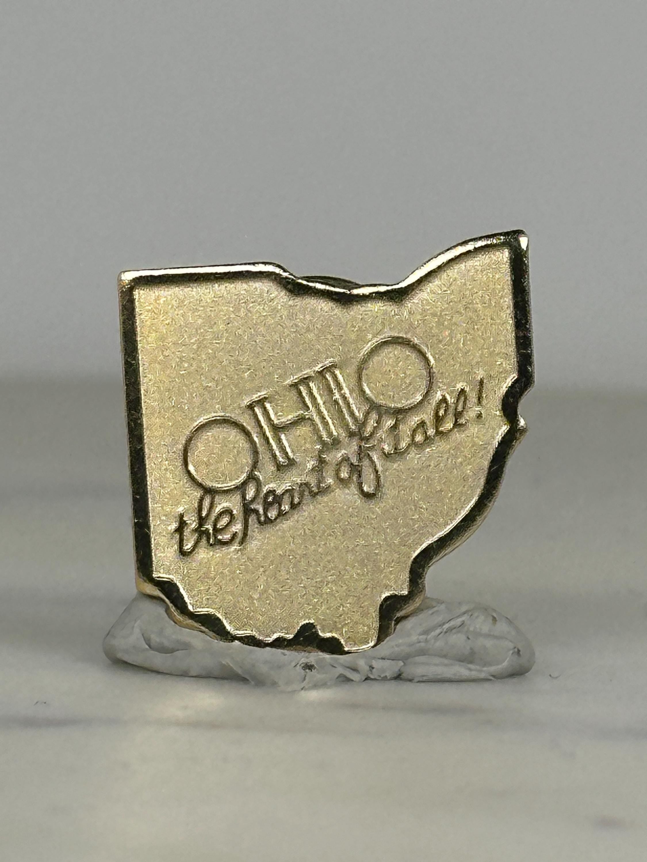 Ohio State Souvenir Pin: Gold Tone Enamel - Vintage Travel Accessory