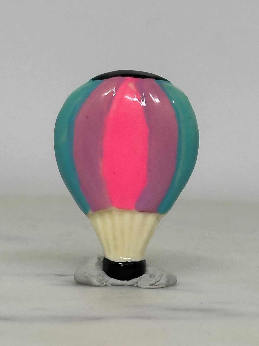 Hot Air Balloon Enamel Pin: Neon Pink & Teal - Retro Travel Accessory