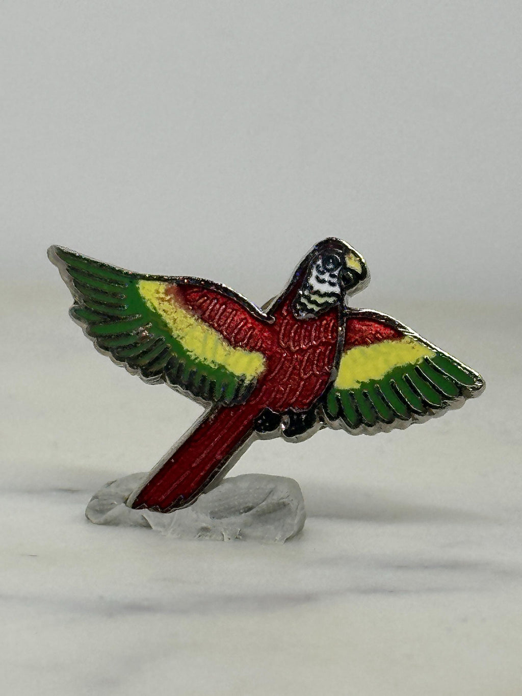 Parrot Enamel Pin: Red Green Yellow - Tropical Vintage Accessory
