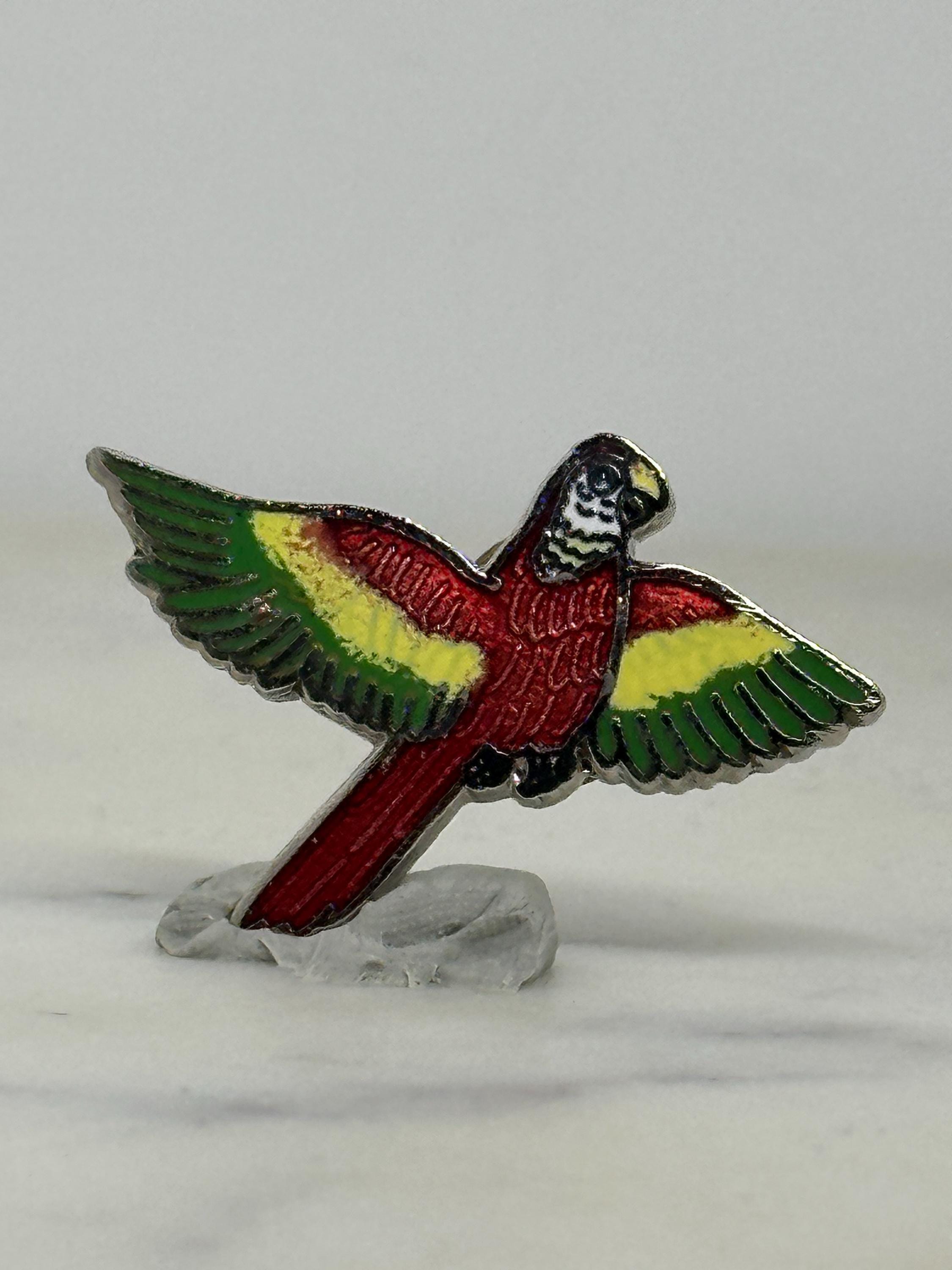 Parrot Enamel Pin: Red Green Yellow - Tropical Vintage Accessory