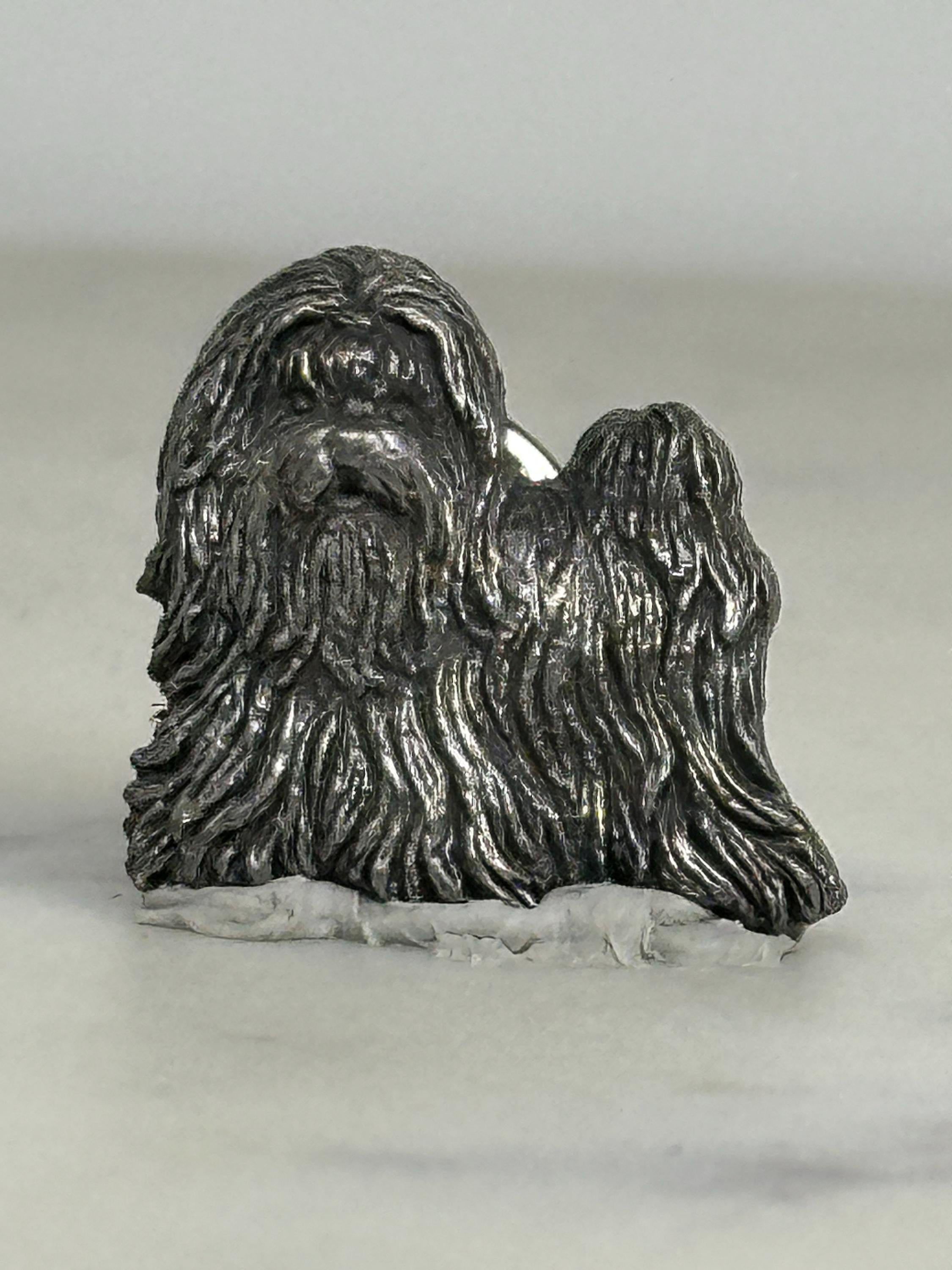 Lhasa Apso Dog Pin: Pewter Finish - Vintage Pet Lover Accessory