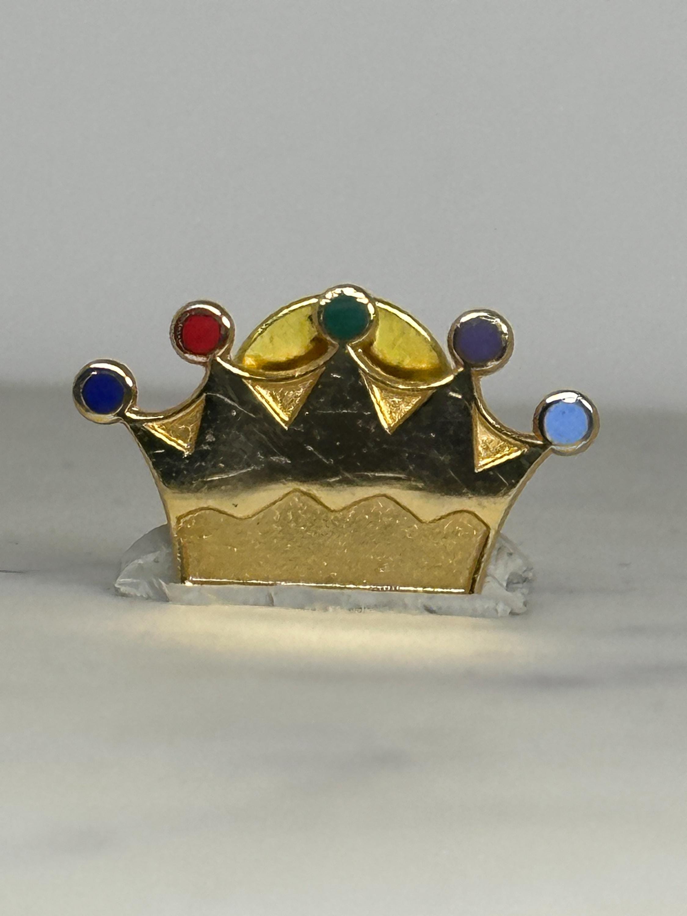 Crown Enamel Pin: Gold with Jewel Tones - Royal Theme Accessory