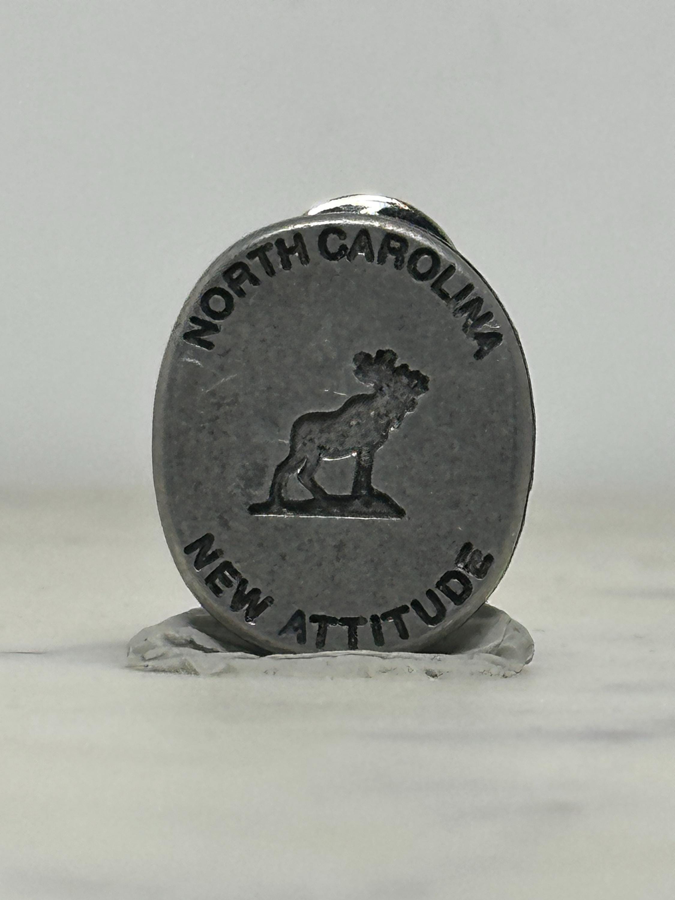North Carolina Moose Pin: Pewter Finish - Vintage Souvenir Accessory