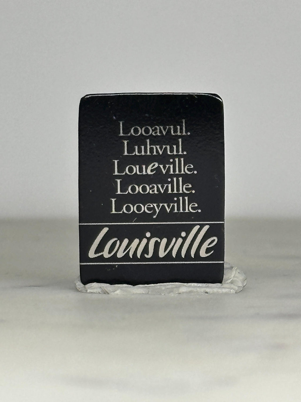 Louisville Pronunciation Enamel Pin: Black White Typography - Retro City Accessory