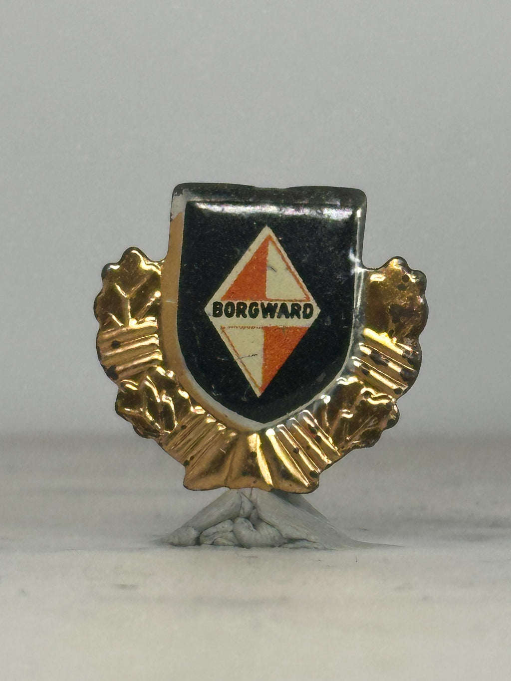 Borgward Car Emblem Pin: Gold Trim Enamel - Vintage Auto Accessory
