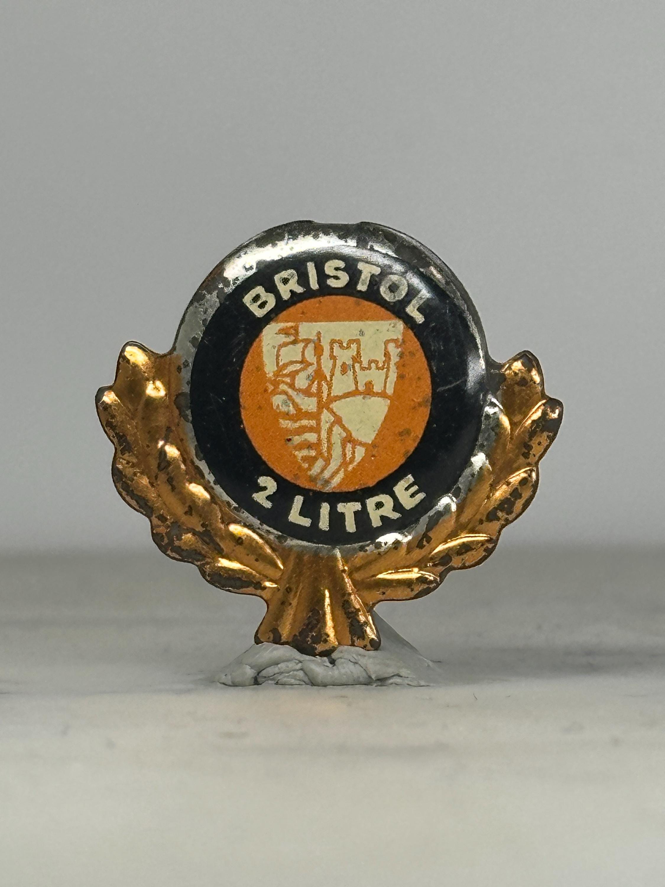 Bristol 2 Litre Car Pin: Black & Gold Enamel - Vintage Auto Accessory