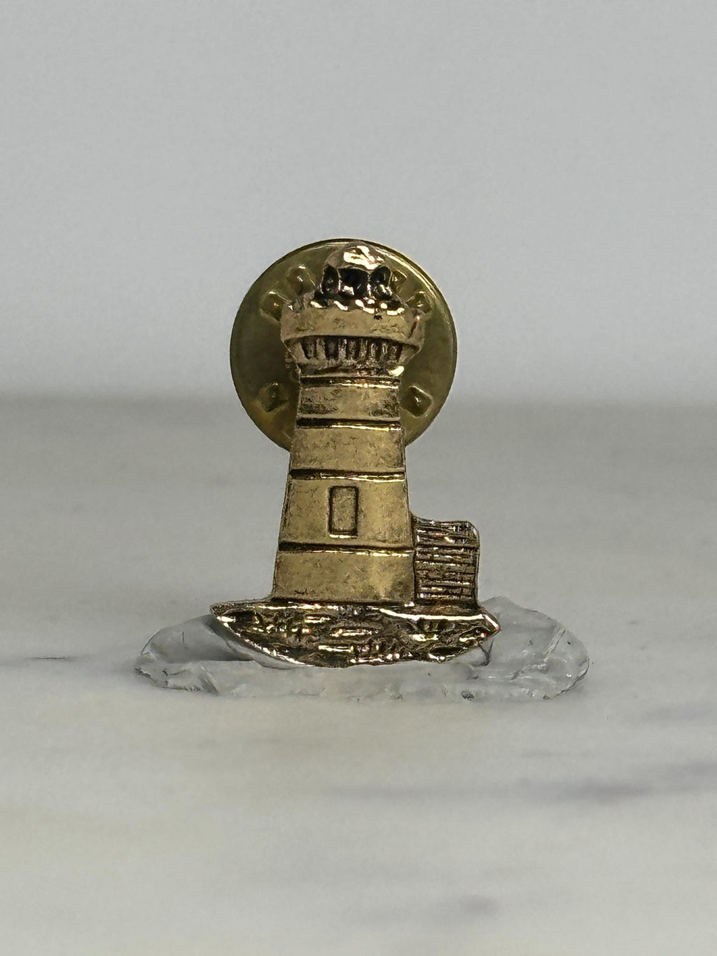 Lighthouse Enamel Pin: Gold Tone Metal - Nautical Vintage Accessory