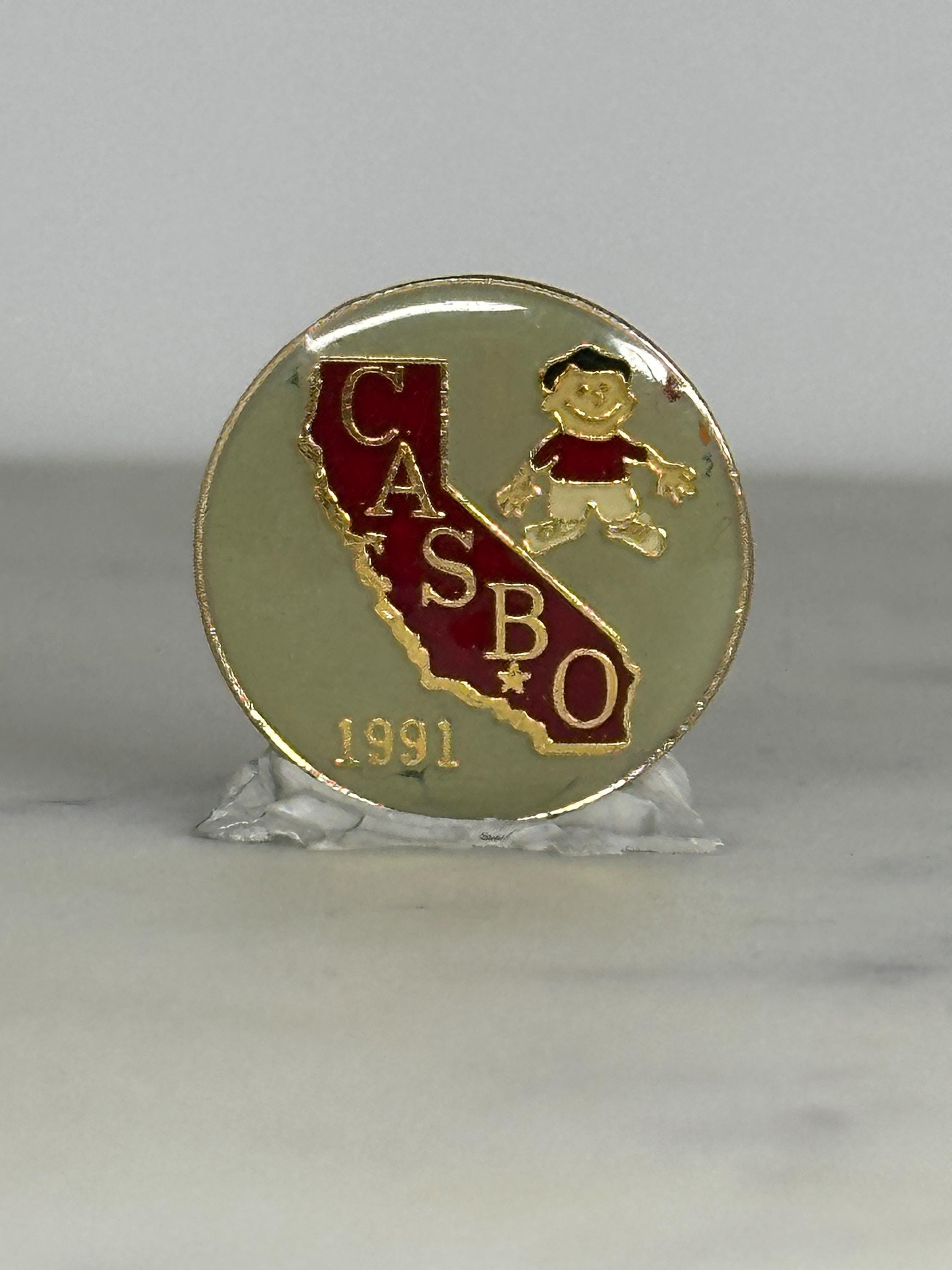 CASBO California Enamel Pin: Gold Red Map Design - 1991 Accessory