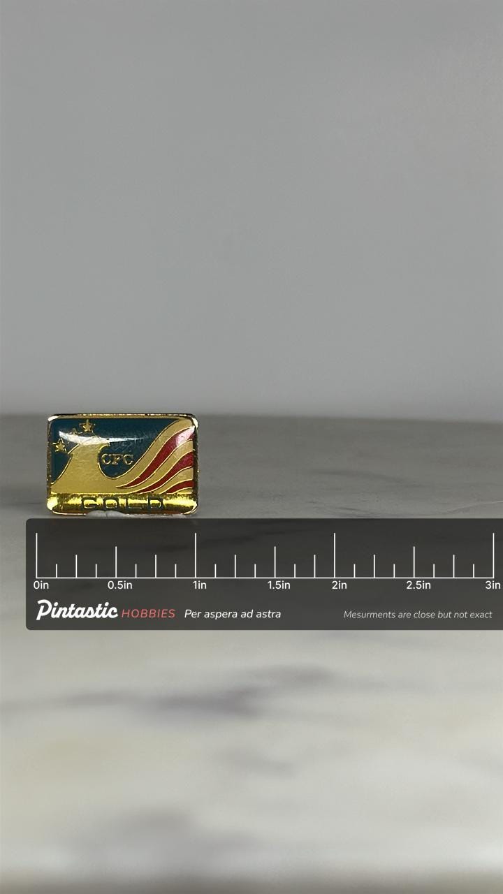 CFC Gold Recognition Pin: Patriotic Enamel Finish - Award Accessory with ruler overlay for size reference
