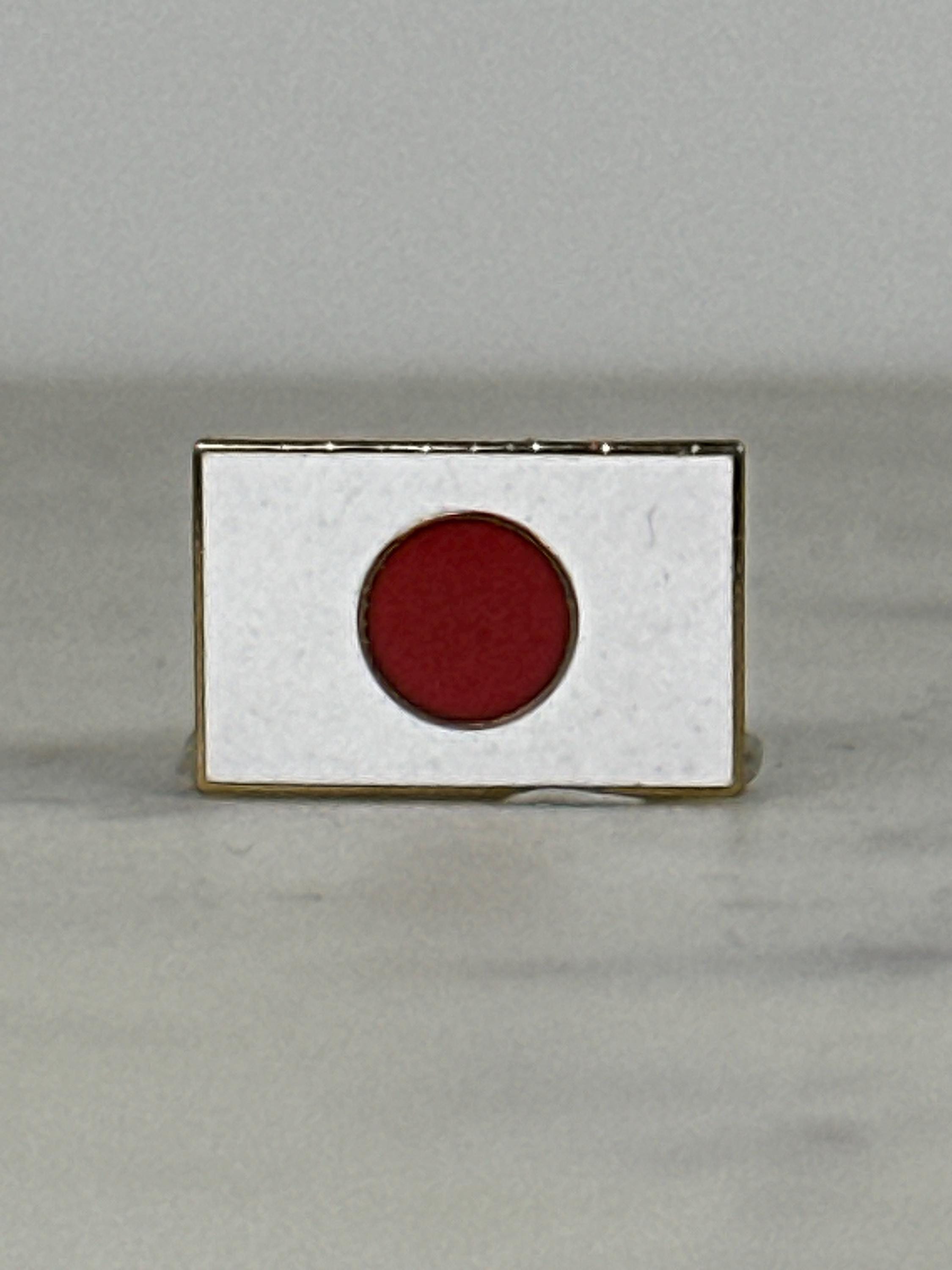 Japan Flag Enamel Pin: Red & White Gloss - Vintage Travel Accessory