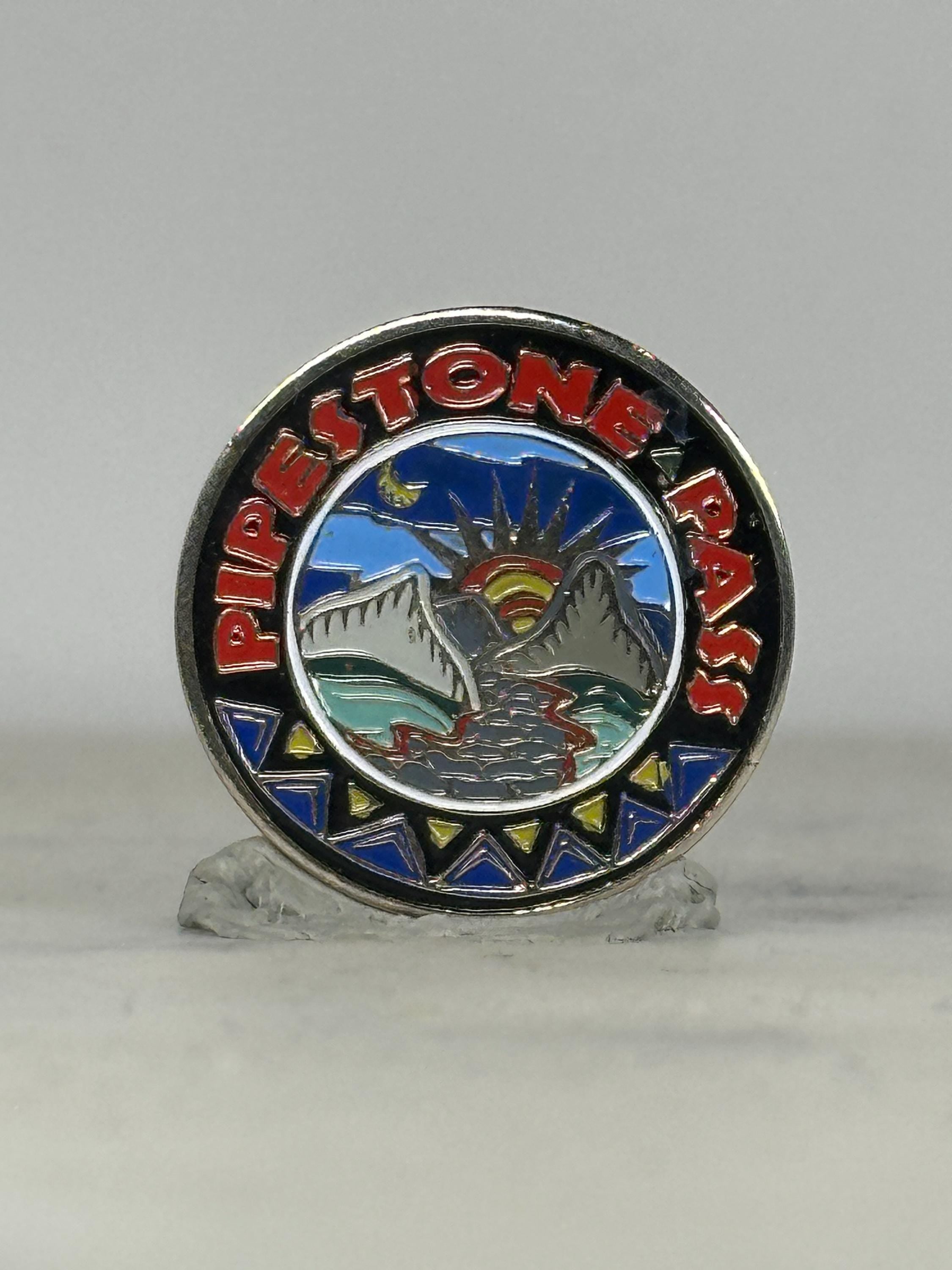 Pipestone Pass Enamel Pin: Colorful Scenic Design - Vintage Travel Accessory