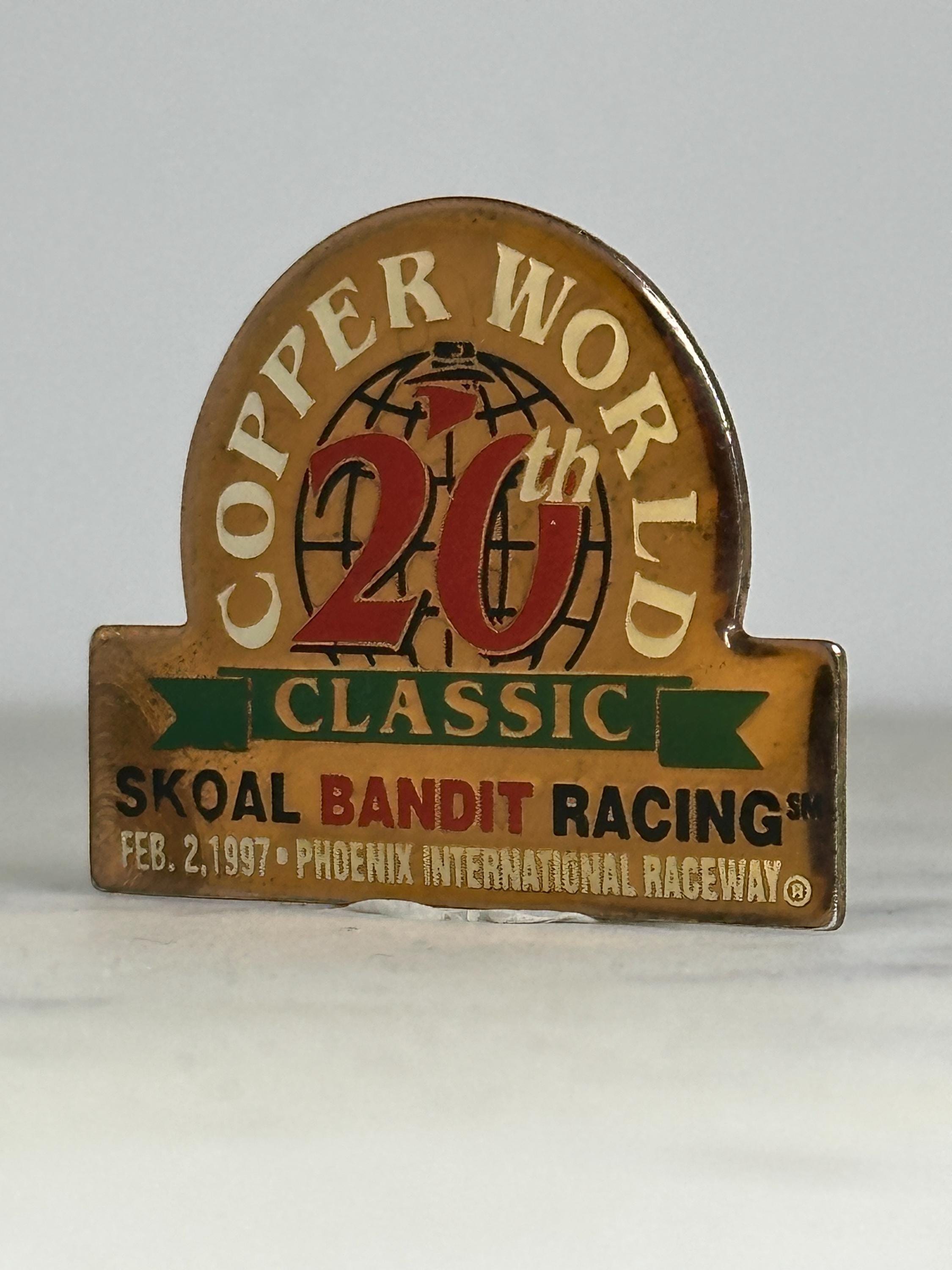 Copper World Classic Racing Pin: Gold & Red Enamel - 1997 Collectible Accessory