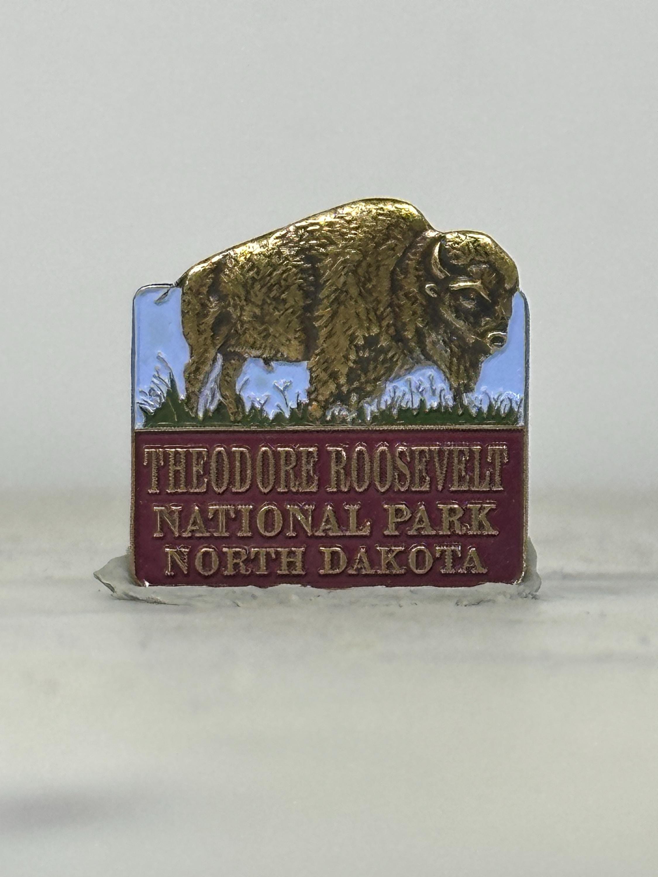 Theodore Roosevelt Bison Enamel Pin: Gold Tone - National Park Souvenir